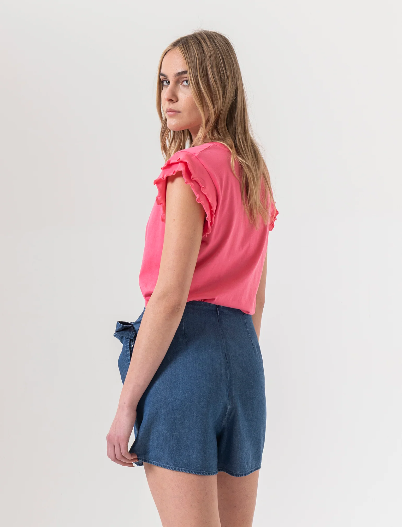 Short con fiocco da donna - DENIM SCURO - Image 2