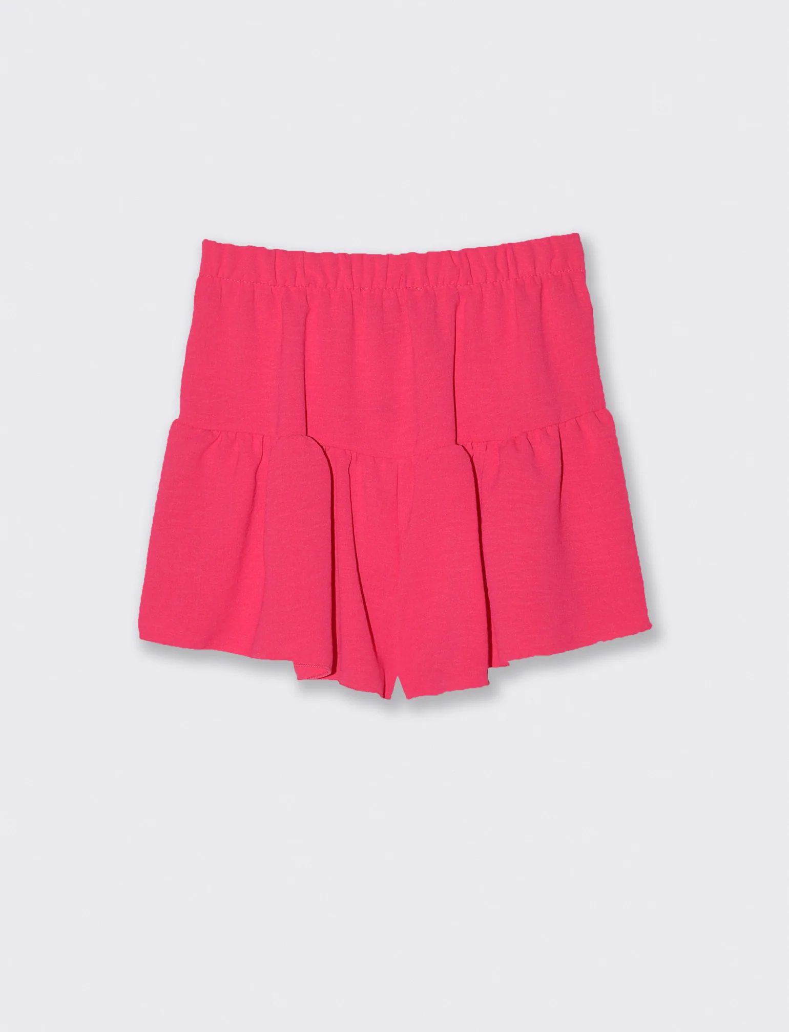 Short con nodo e balze arricciate in tessuto leggero. - Fuxia - Image 2