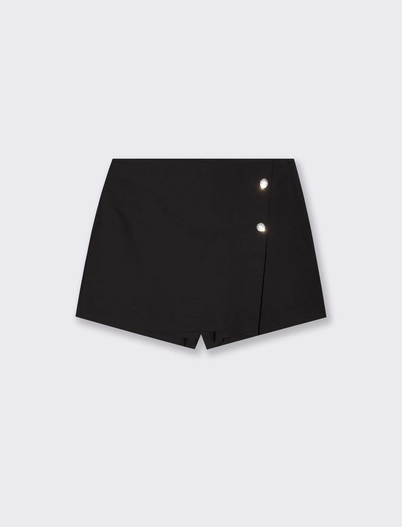 Short con pannello e bottoni decorativi - Nero - Image 2