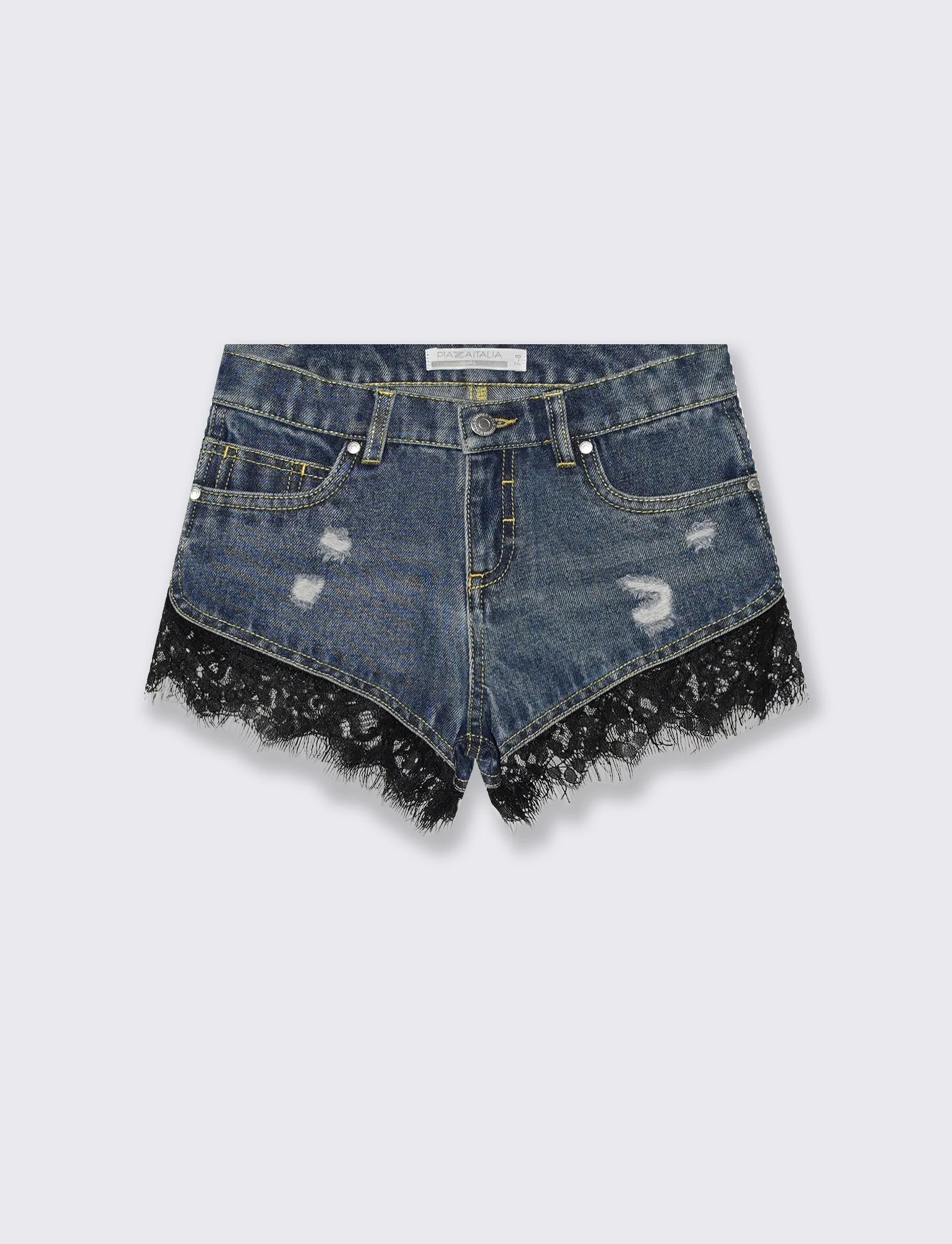 Short con pizzo da bambina - Denim - Image 3