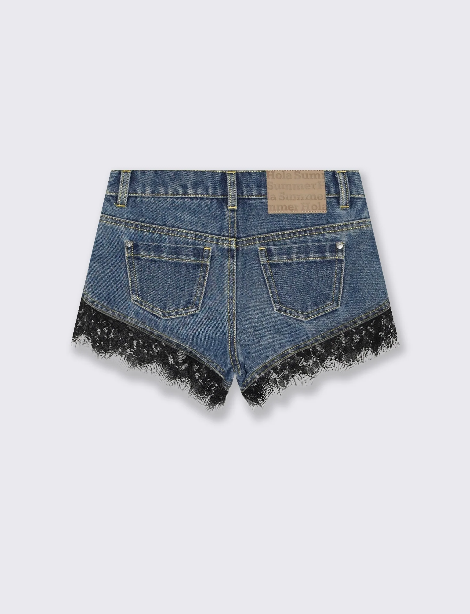 Short con pizzo da bambina - Denim - Image 4