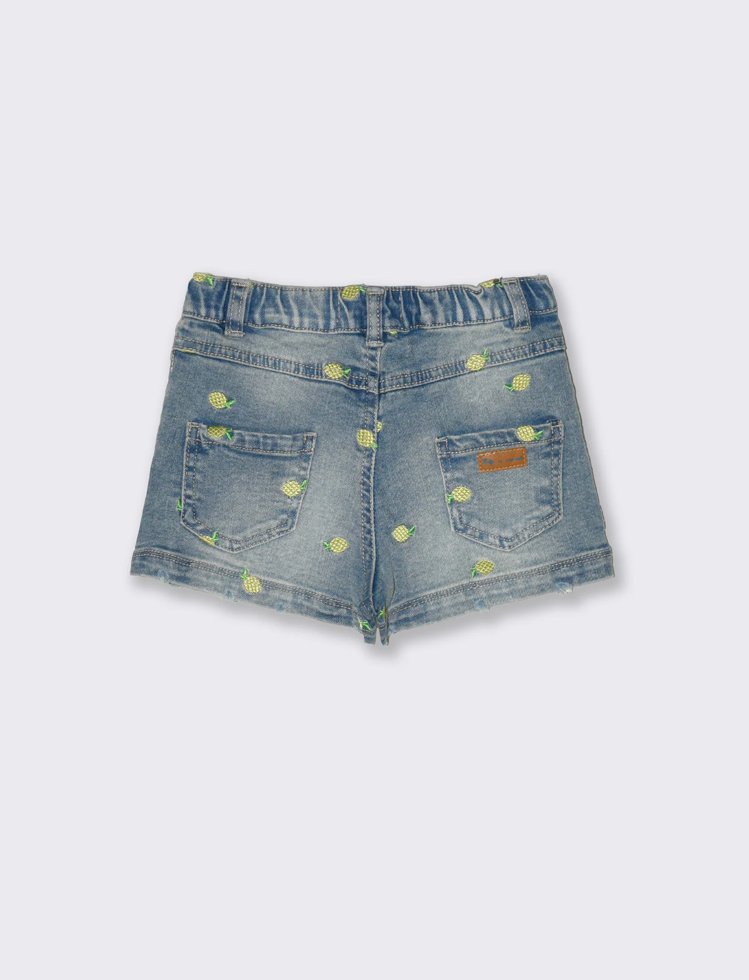 Short con ricami da neonata - Denim - Image 2