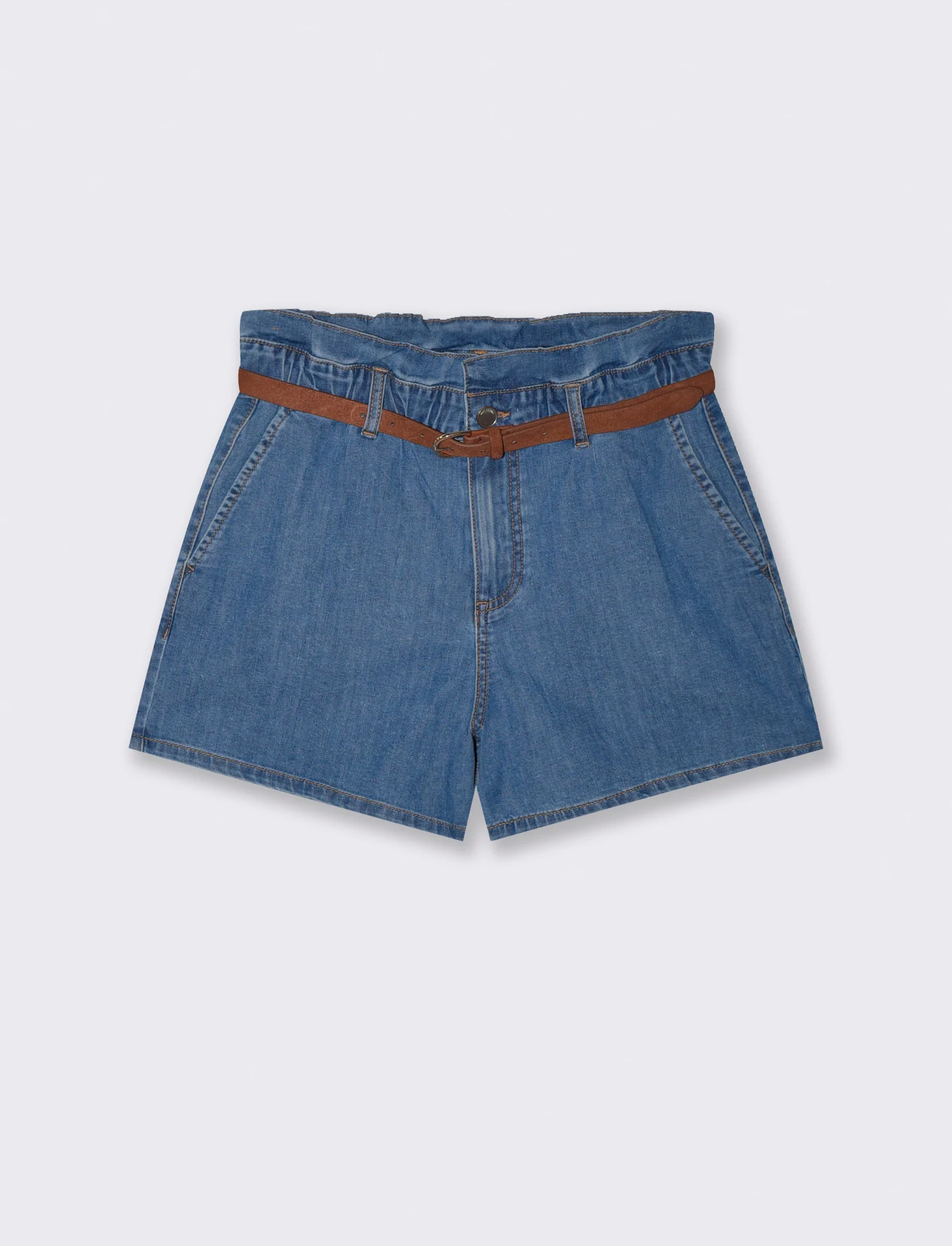 SHORT CON ROUCHES - Denim