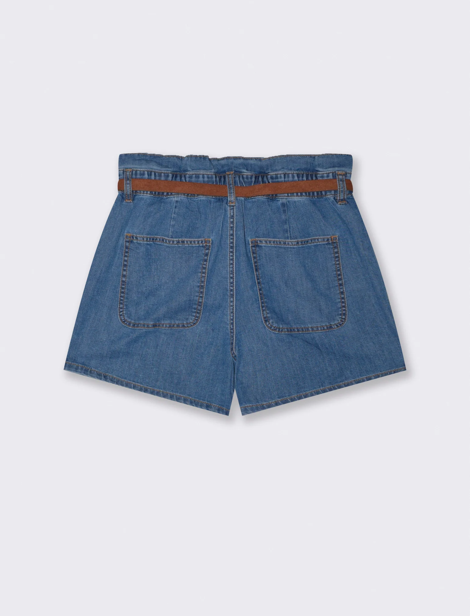 SHORT CON ROUCHES - Denim - Image 2