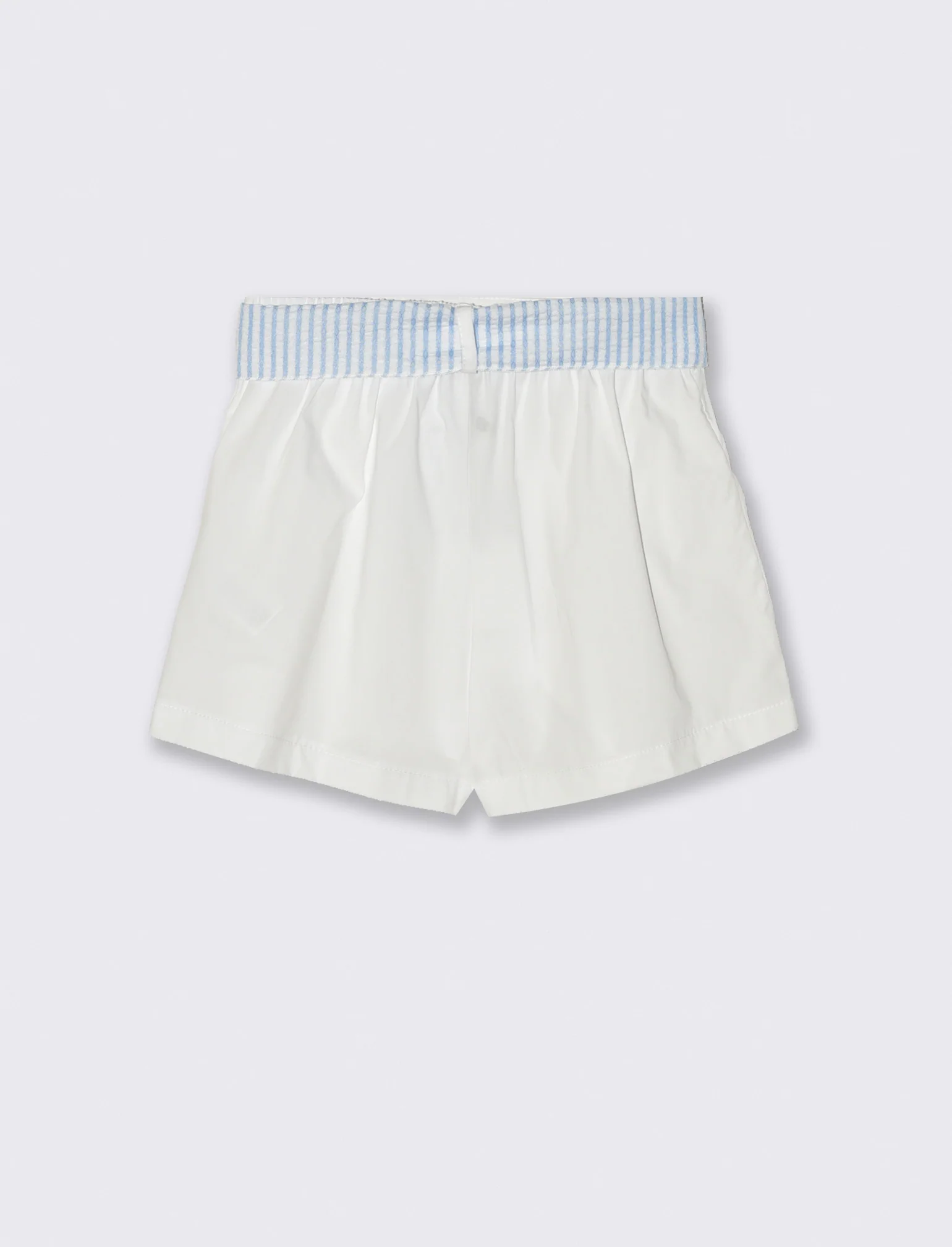 Short elastico da bambina con cintura in tessuto a contrasto. - Bianco - Image 2