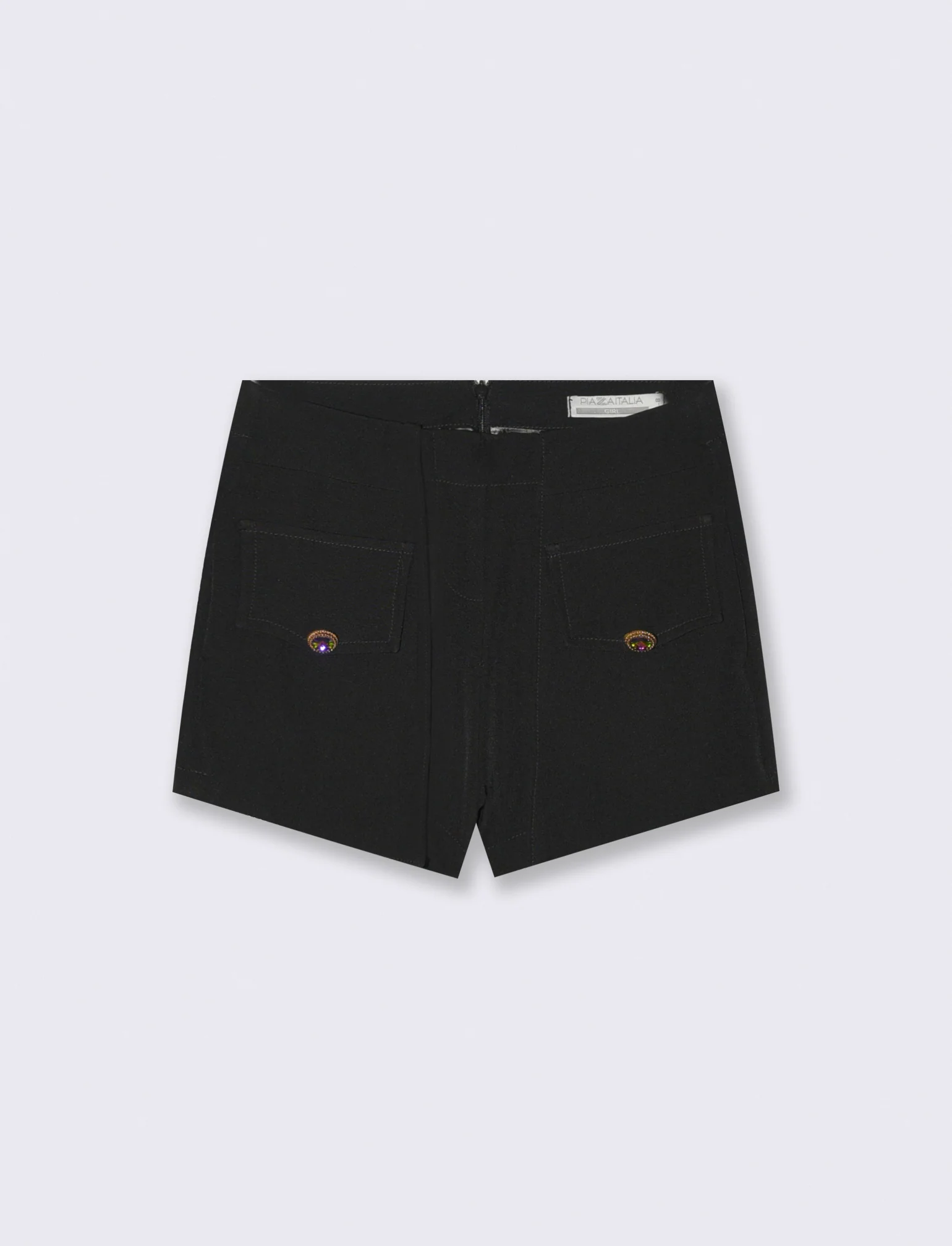 Short elegante con bottoni gioiello e pannelli - Nero