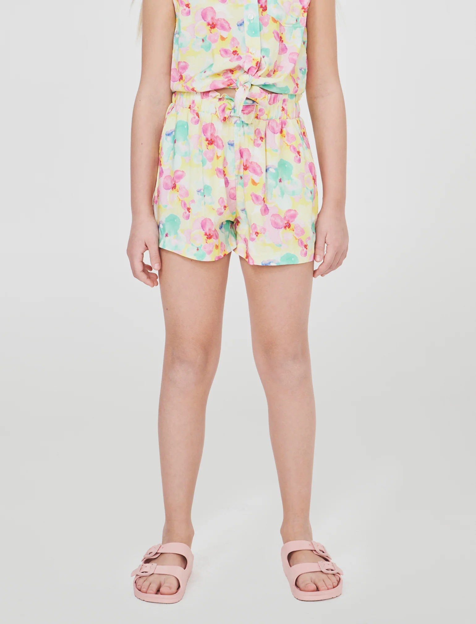 Short estivo in viscosa con fiocco - Giallo - Image 3
