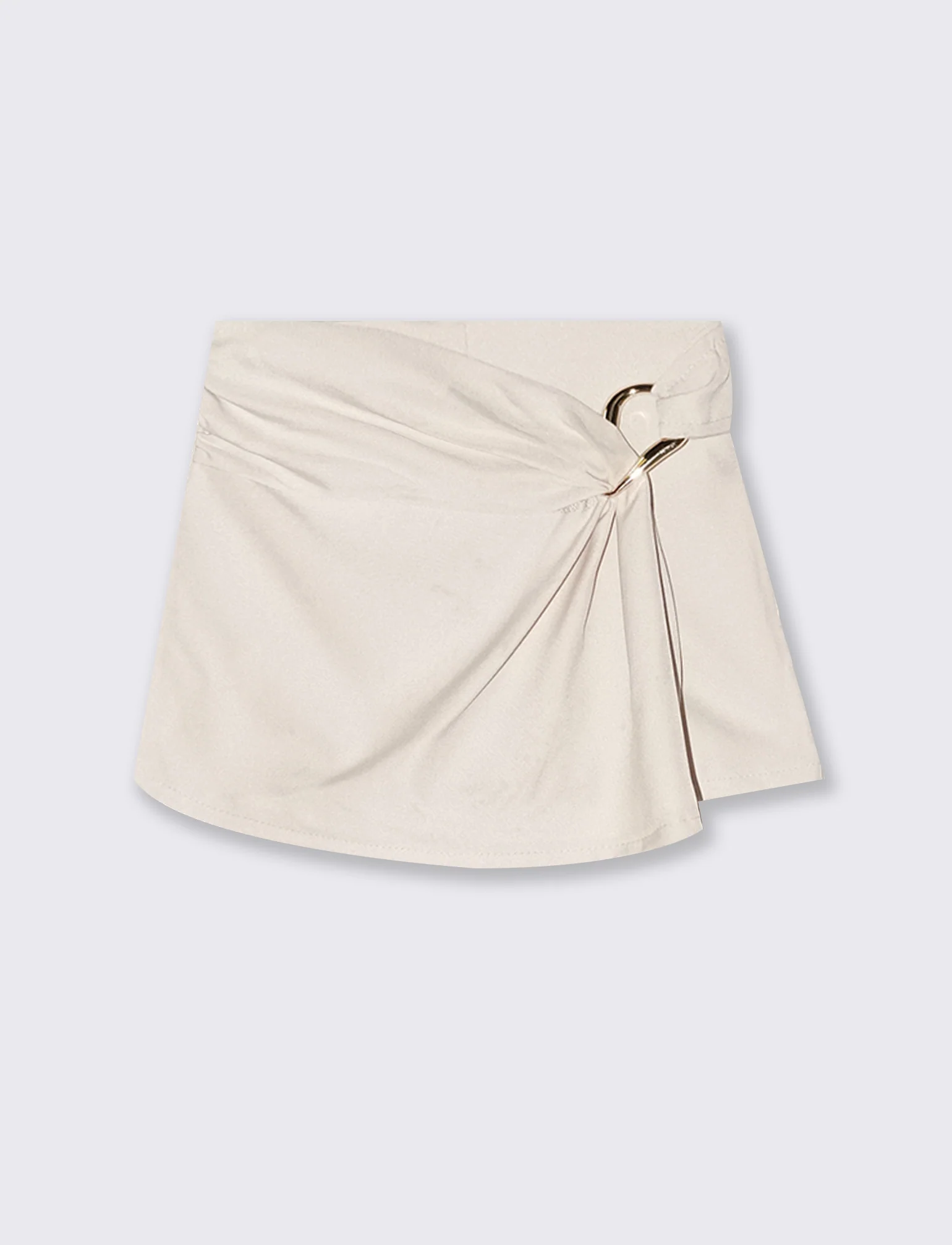 Short finta gonna elegante con accessorio - Beige