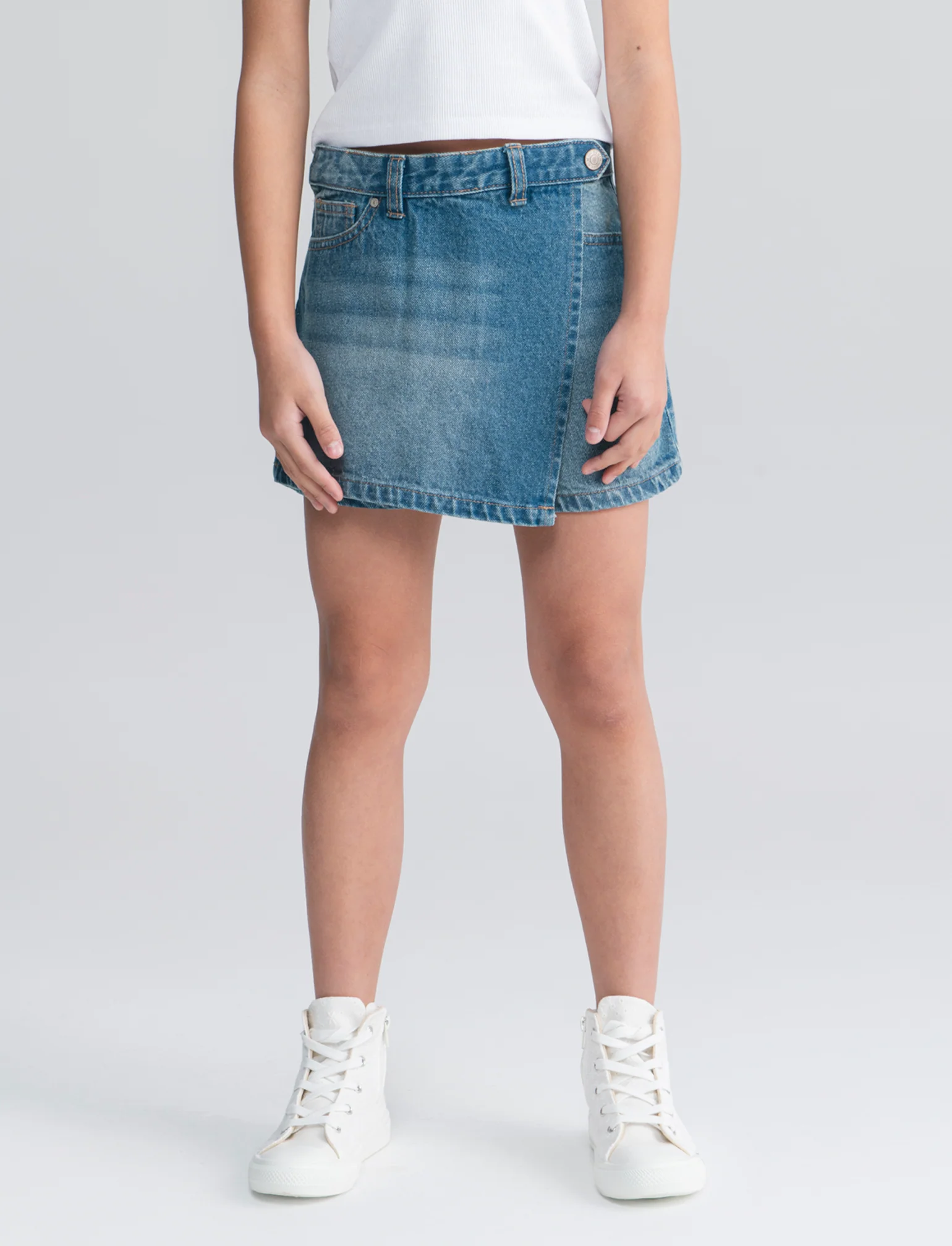 Short finta gonna in denim 100% cotone - Denim