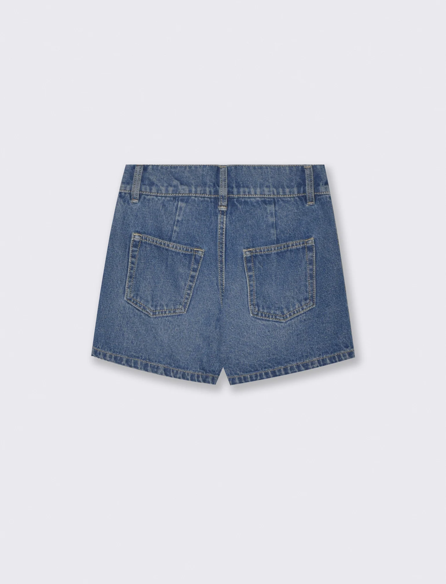 Short finta gonna in denim con pieghe - Denim - Image 2