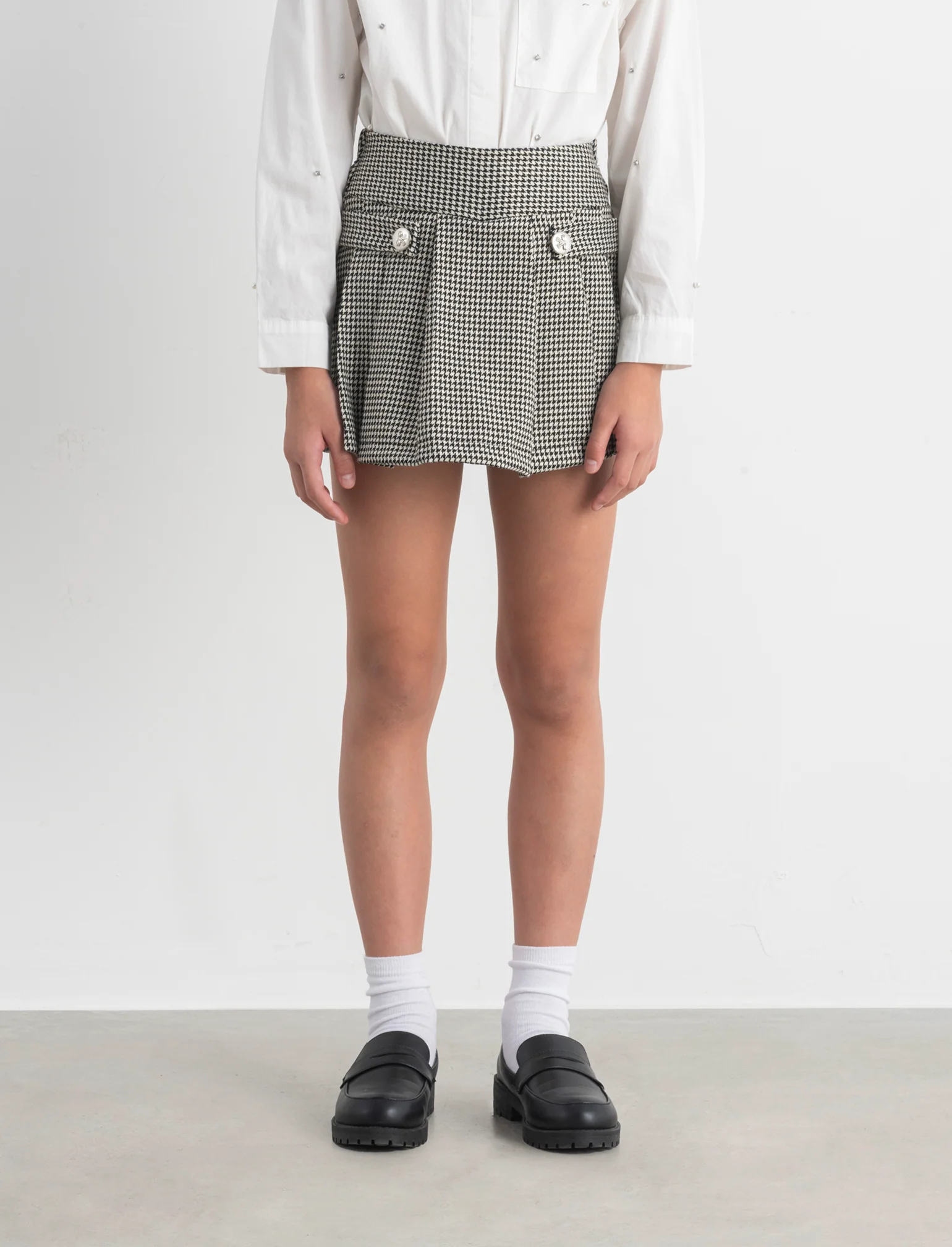 Short finta gonna in pied de poul. - Fantasia - Image 2