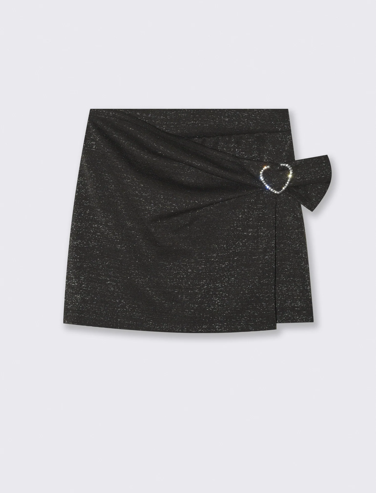 Short finta gonna in punto milano elastico con dettagli in fibra metallica. - Nero