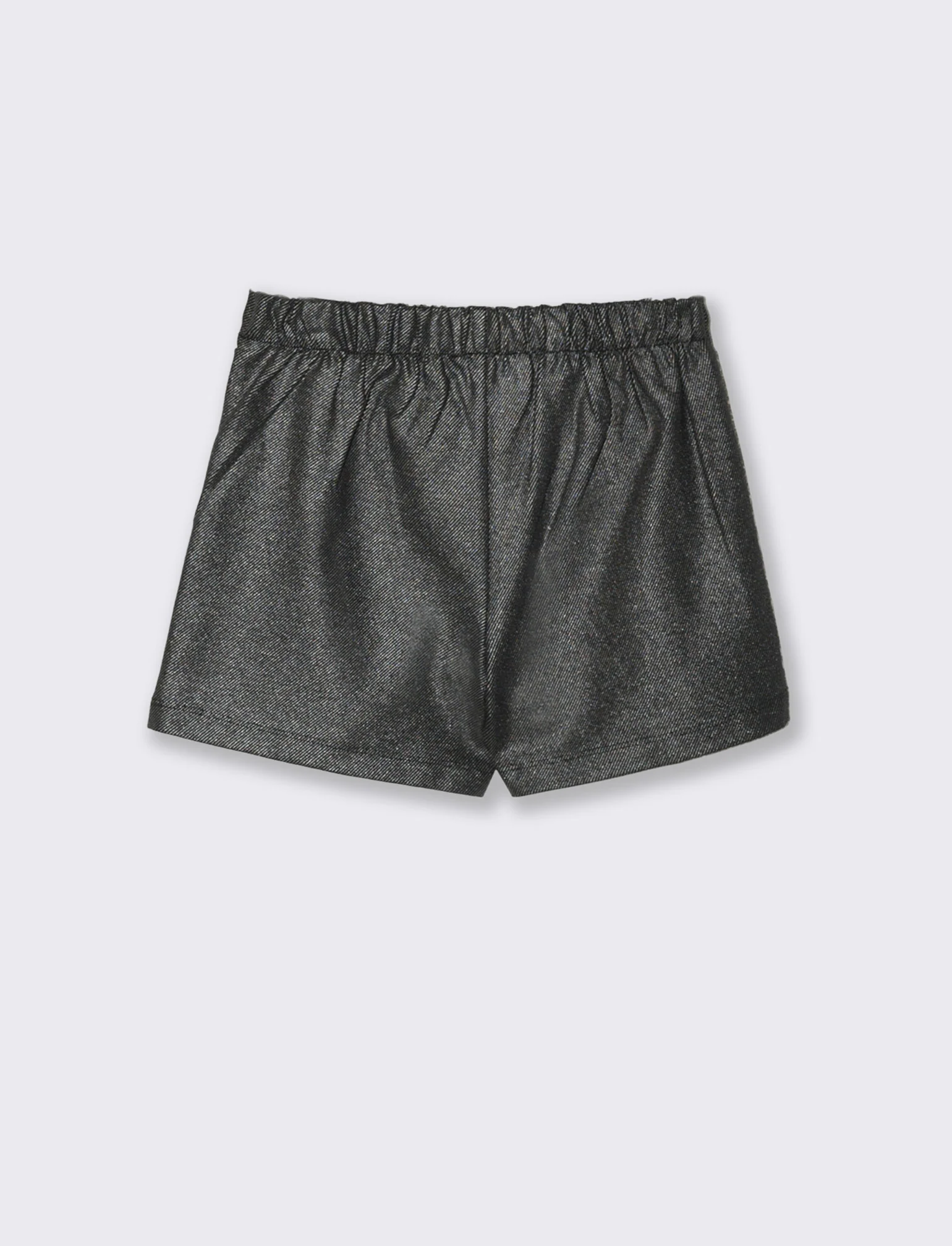 Short finta gonna in tessuto effetto metallizzato - Nero - Image 4