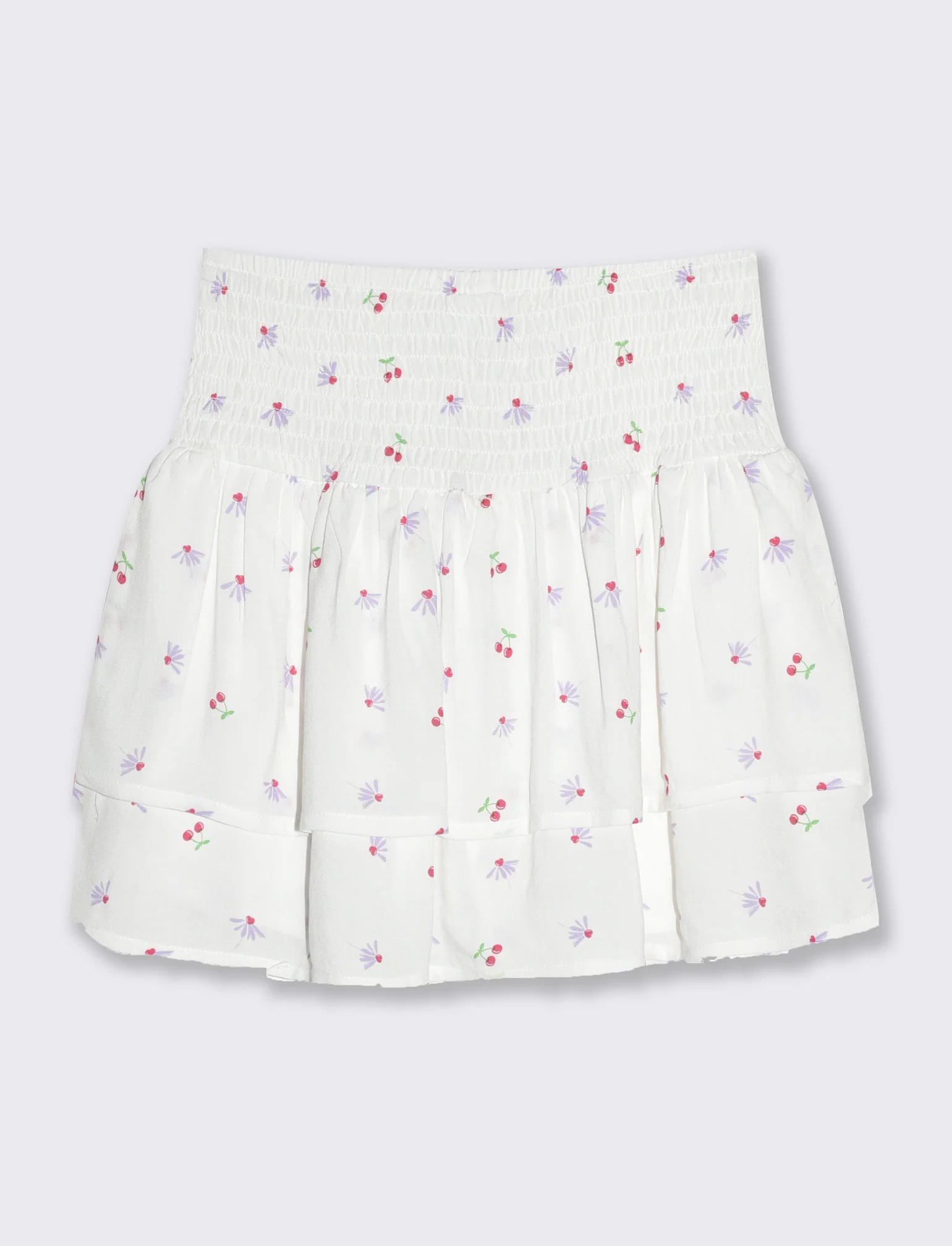 Short finta gonna in viscosa stampata da bambina - Bianco latte