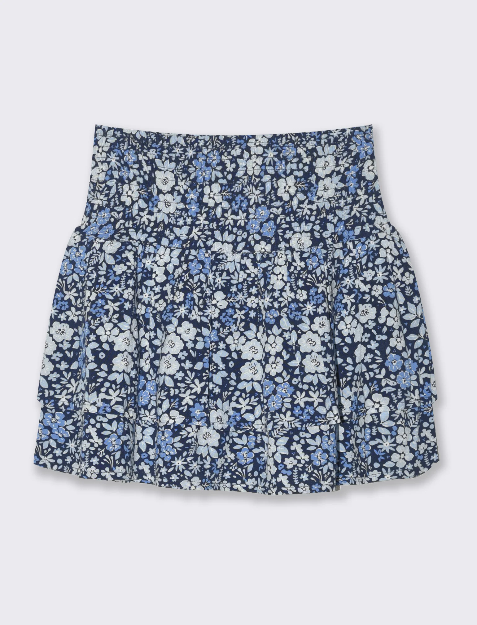 Short finta gonna in viscosa stampata da bambina - Blu - Image 3