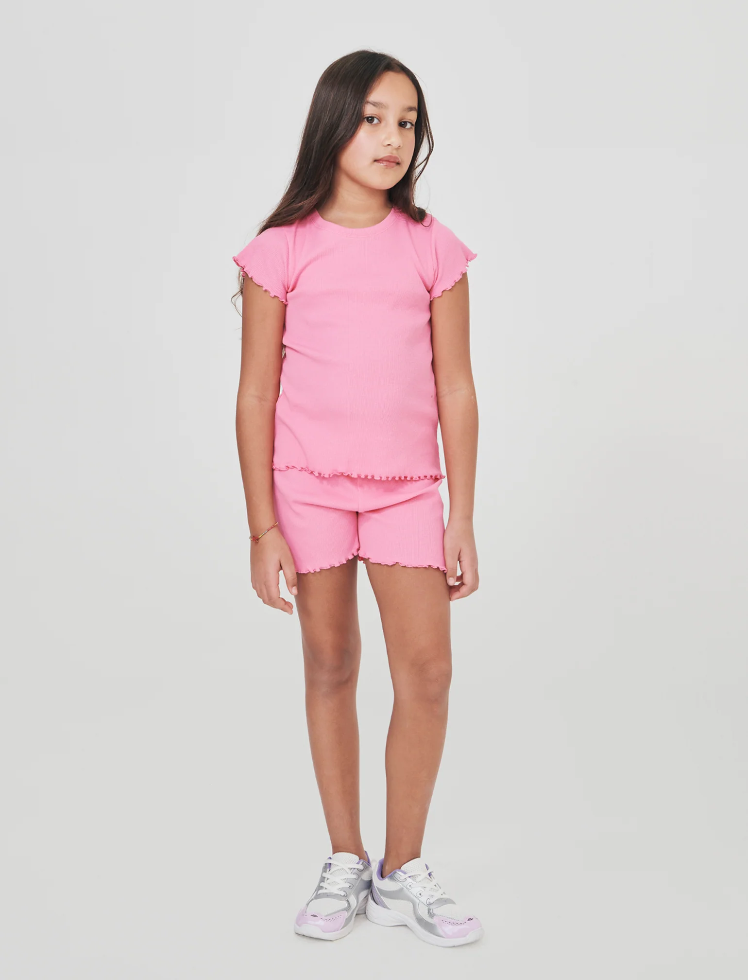 Short in costina elastica con fiocchetto - Rosa big bubble - Image 3