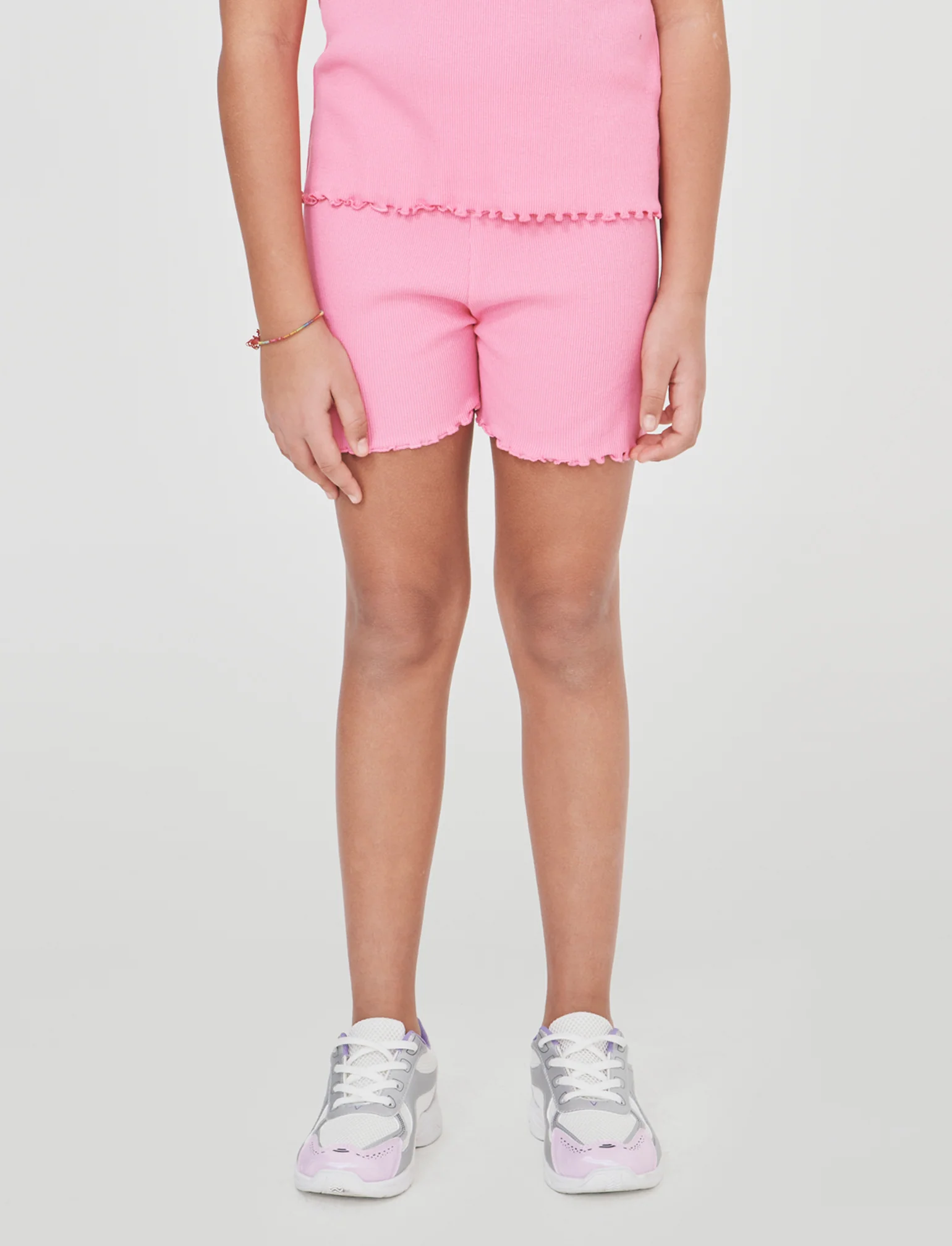 Short in costina elastica con fiocchetto - Rosa big bubble - Image 4