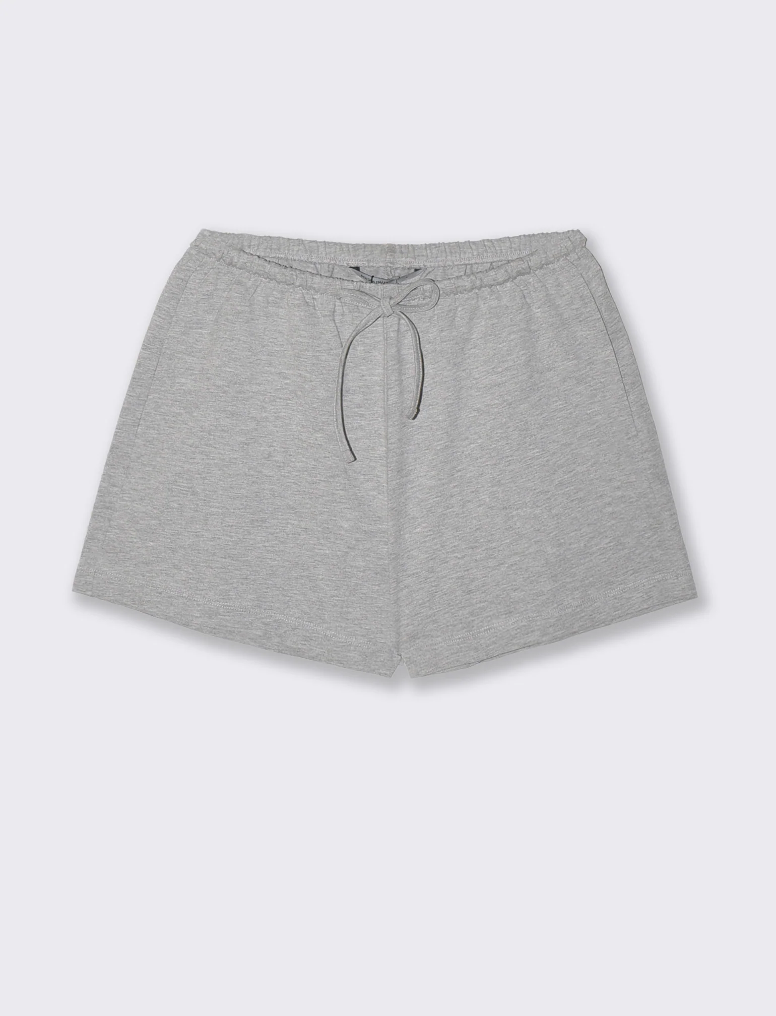 Short in cotone con coulisse e tasche - Grigio chiaro mel.
