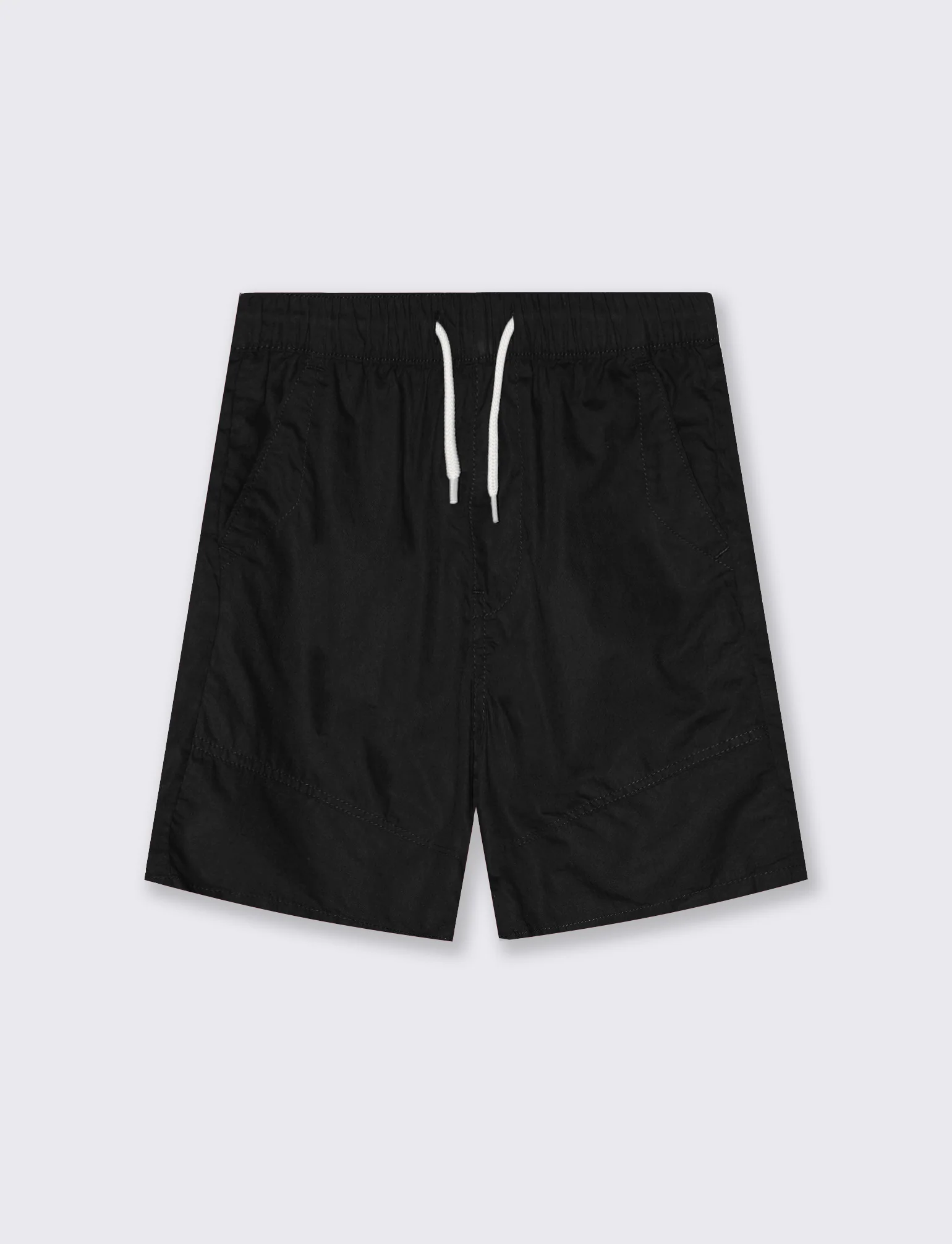 Short in cotone con tagli e lacci vita - Nero