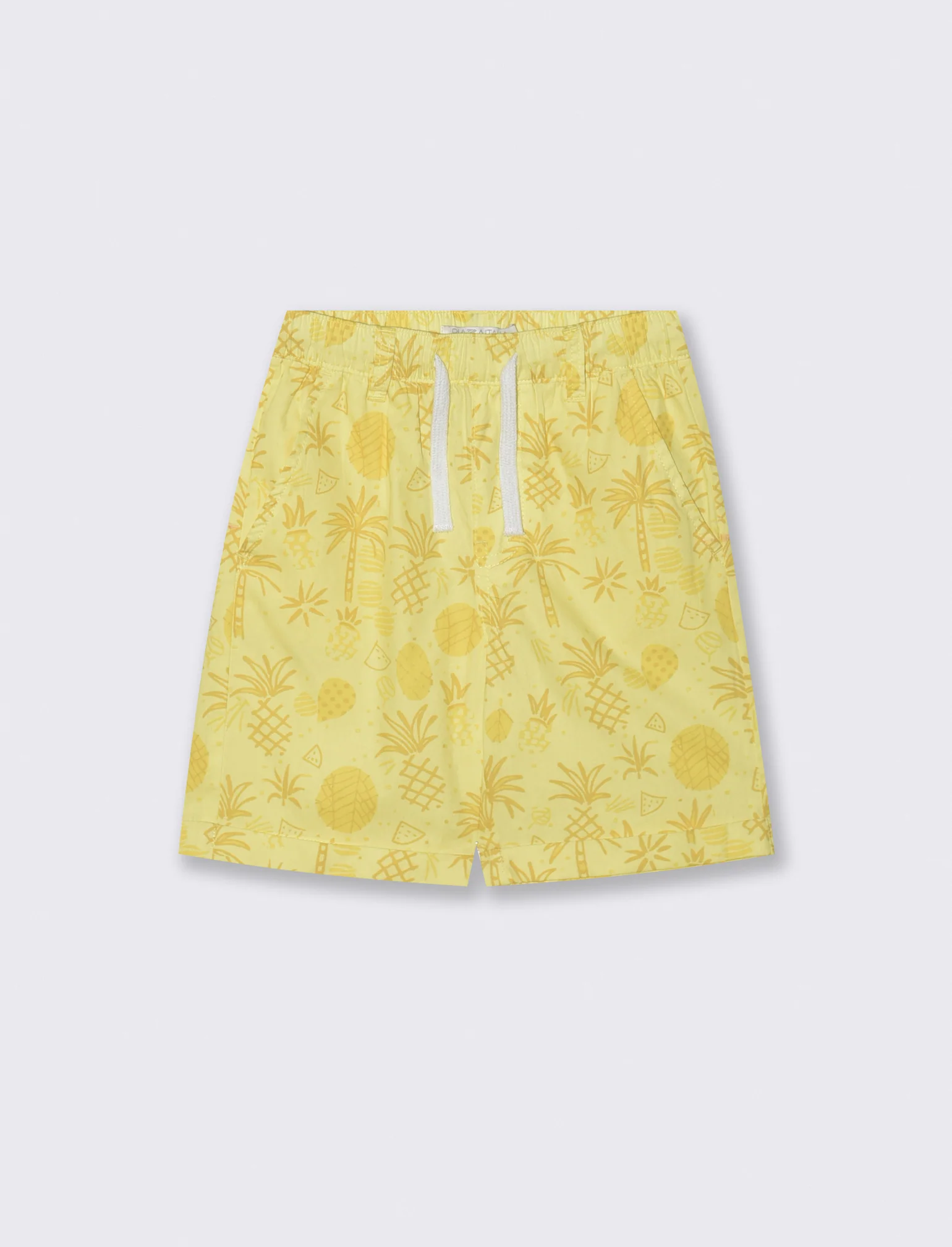 Short in cotone stampato con lacci - Giallo