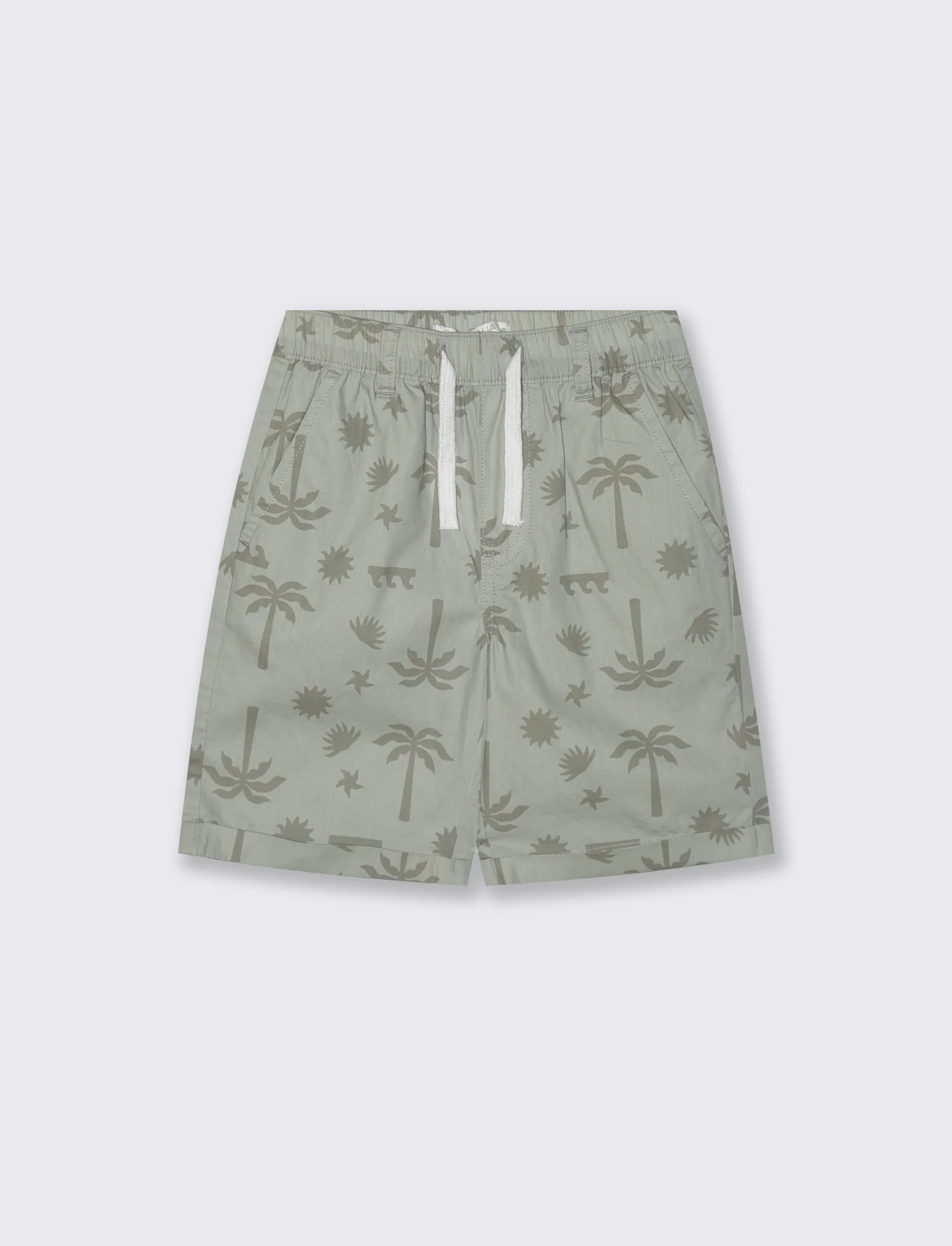 Short in cotone stampato con lacci - Verde salvia