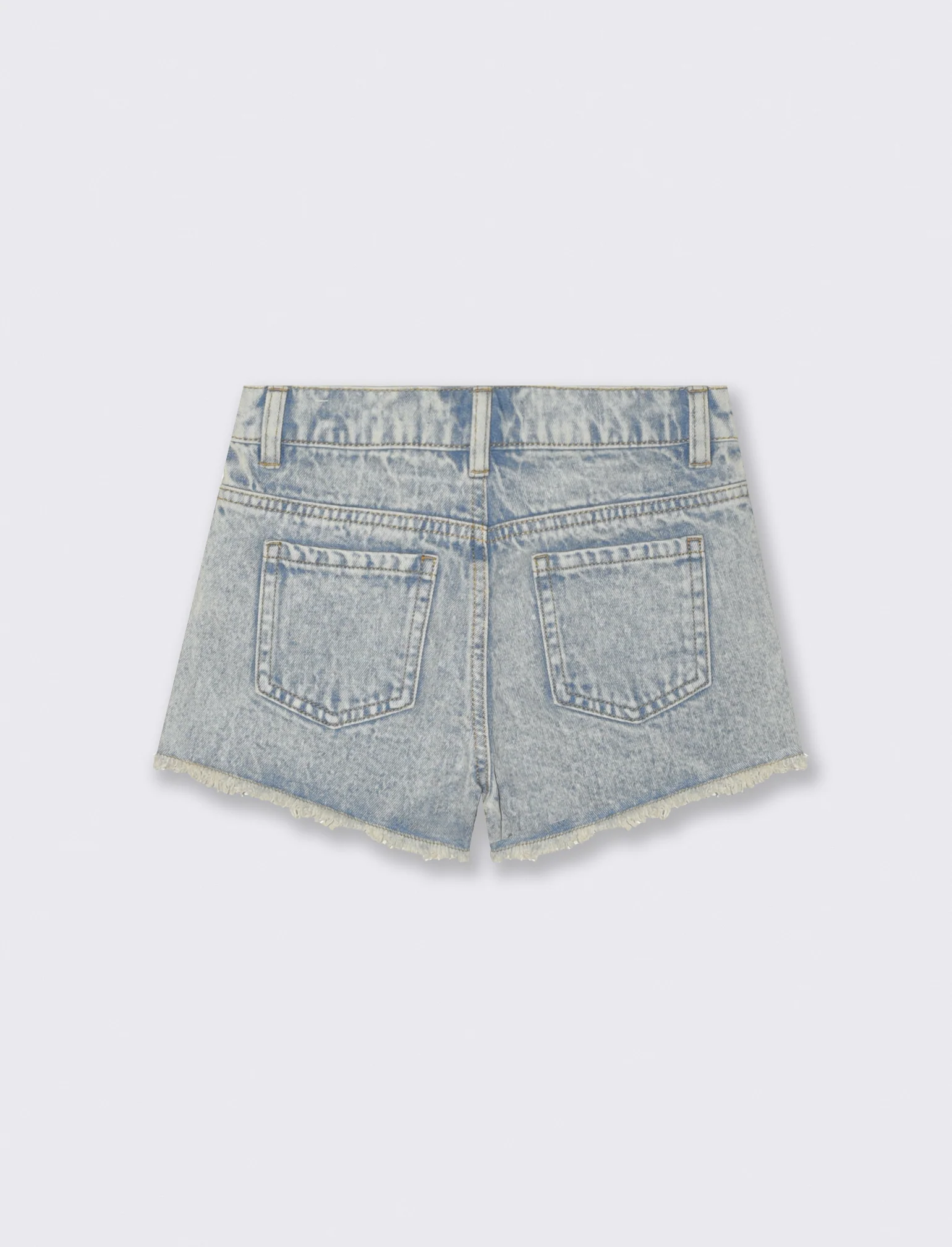 Short in denim con fiori in crochet - Denim - Image 2