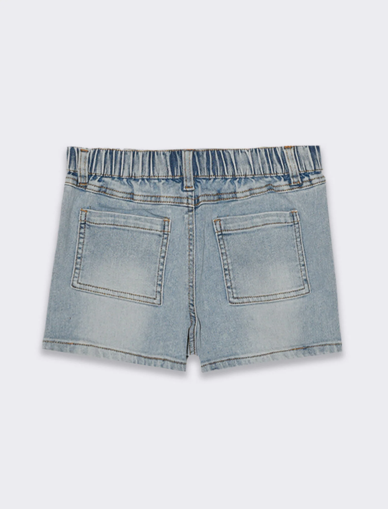 Short in denim elastico da bambina - Denim chiaro - Image 2