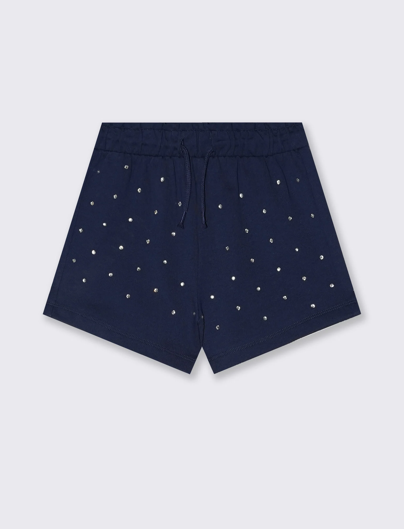 Short in french terry con strass e elastico - Blu