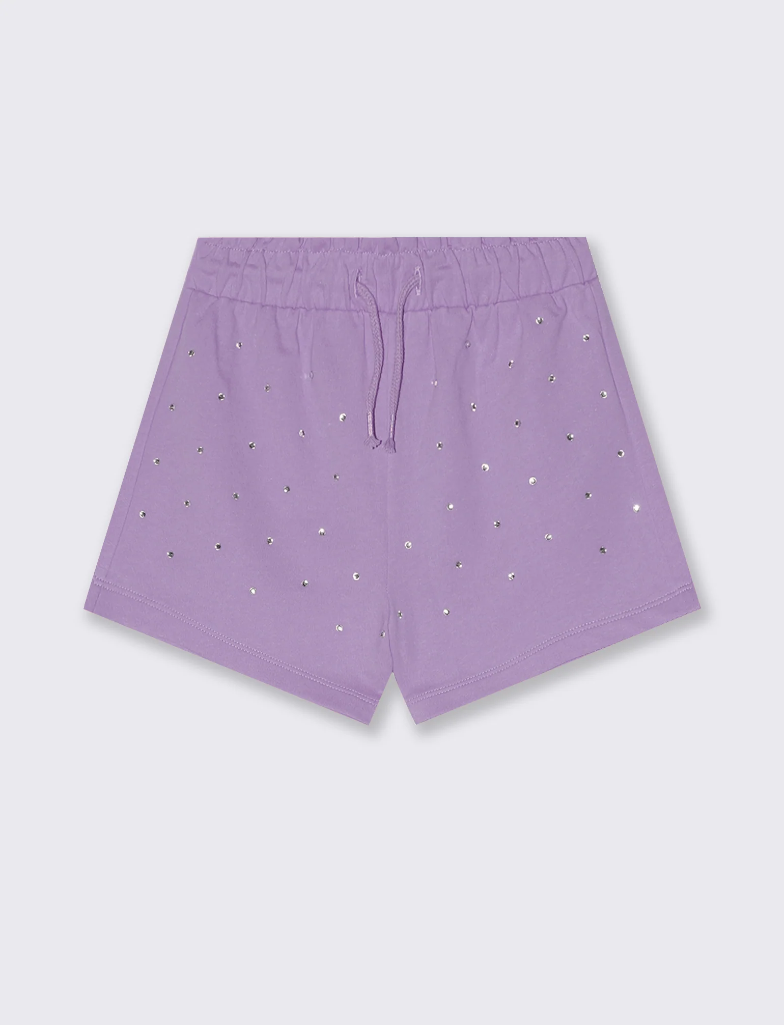 Short in french terry con strass e elastico - Lilla