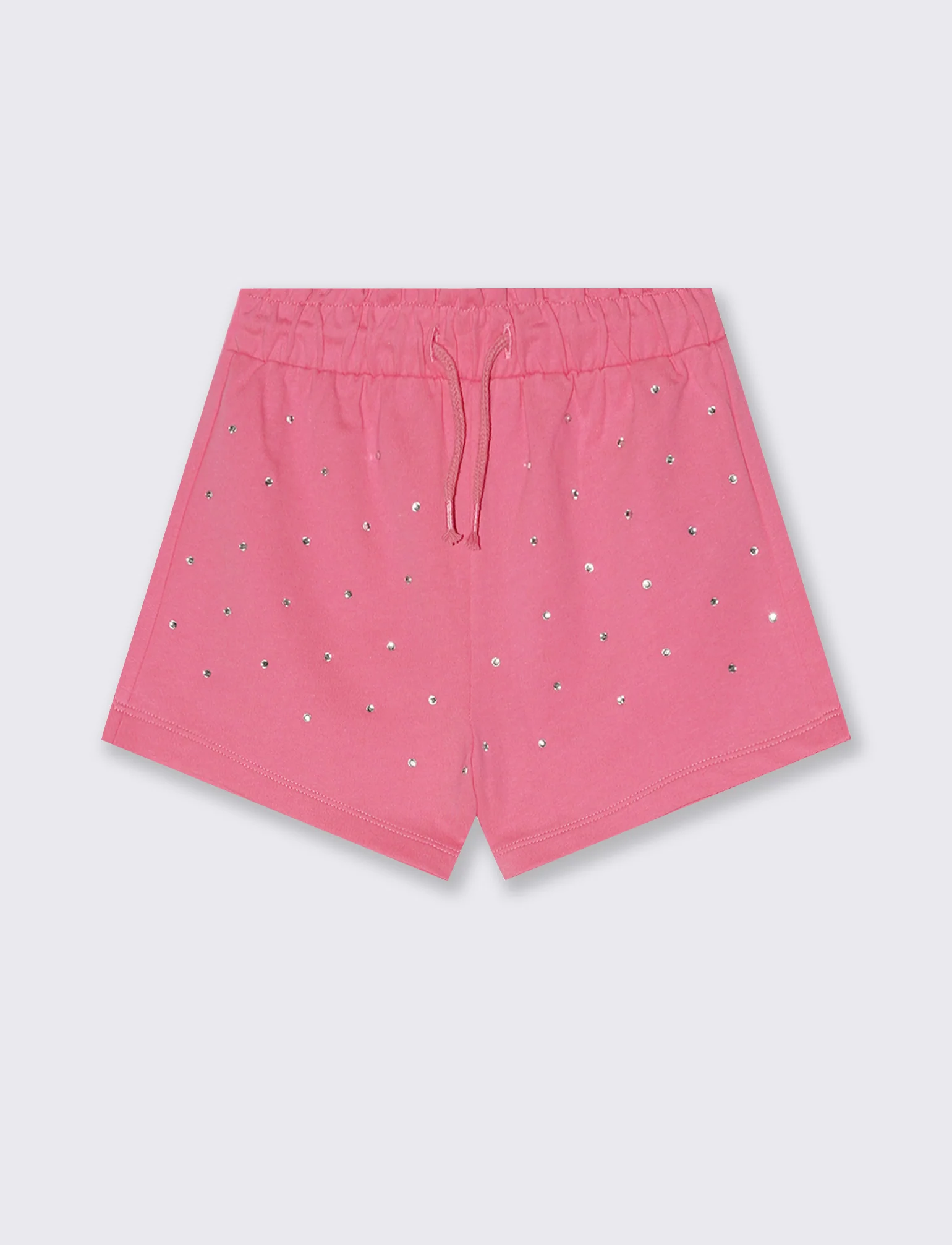 Short in french terry con strass e elastico - Rosa big bubble
