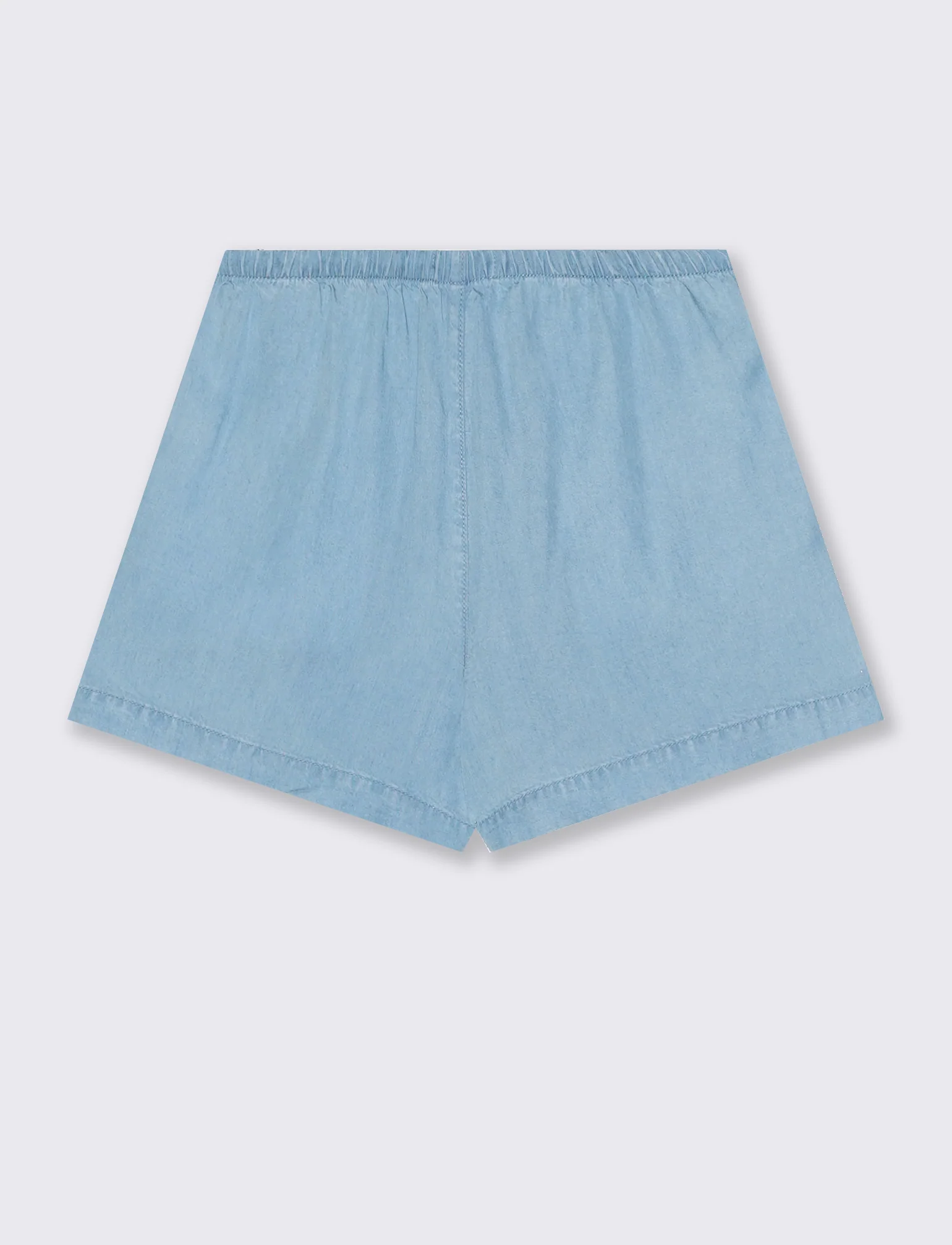 Short in lyocell con vita arricciata - Denim - Image 2