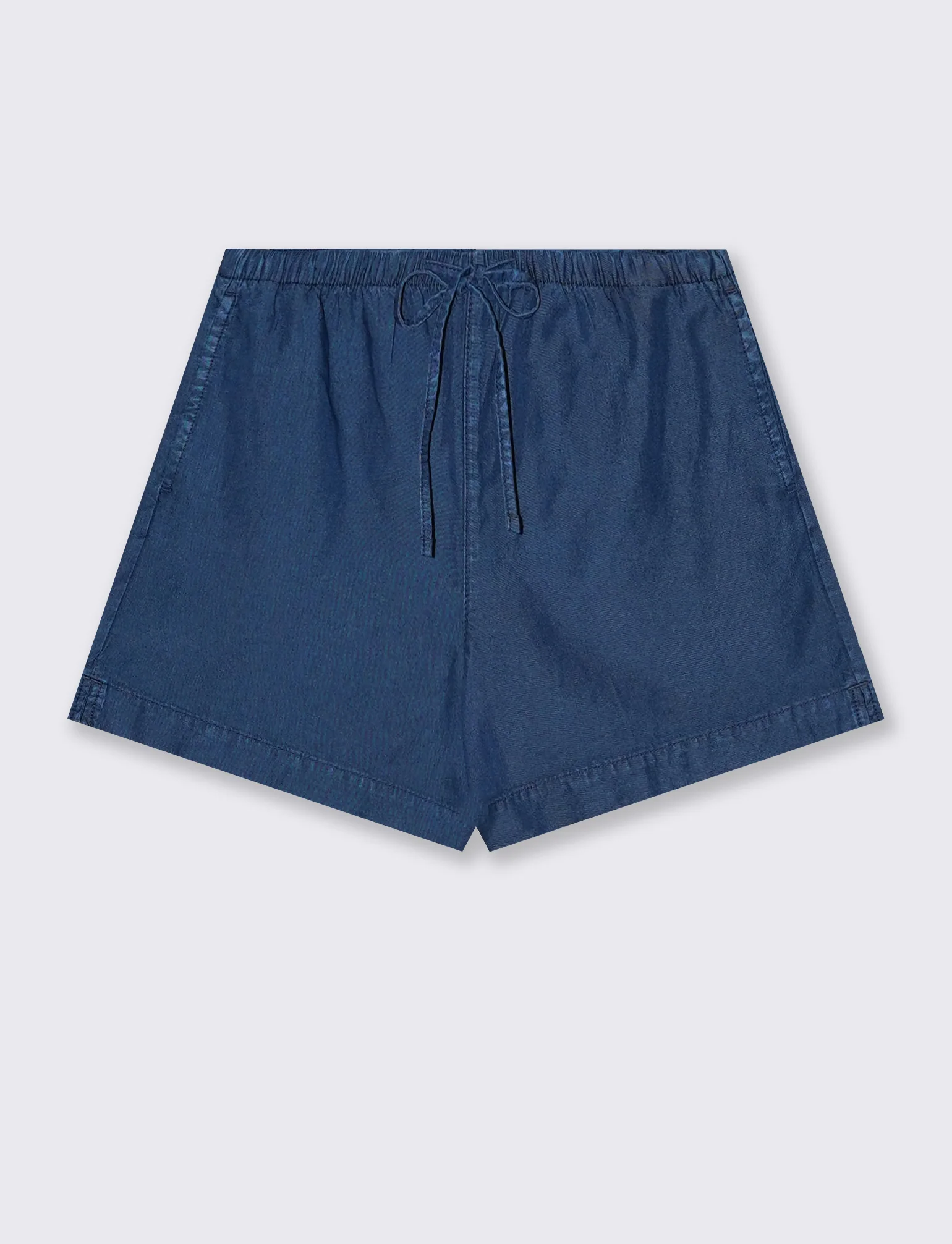 Short in lyocell con vita arricciata - DENIM SCURO