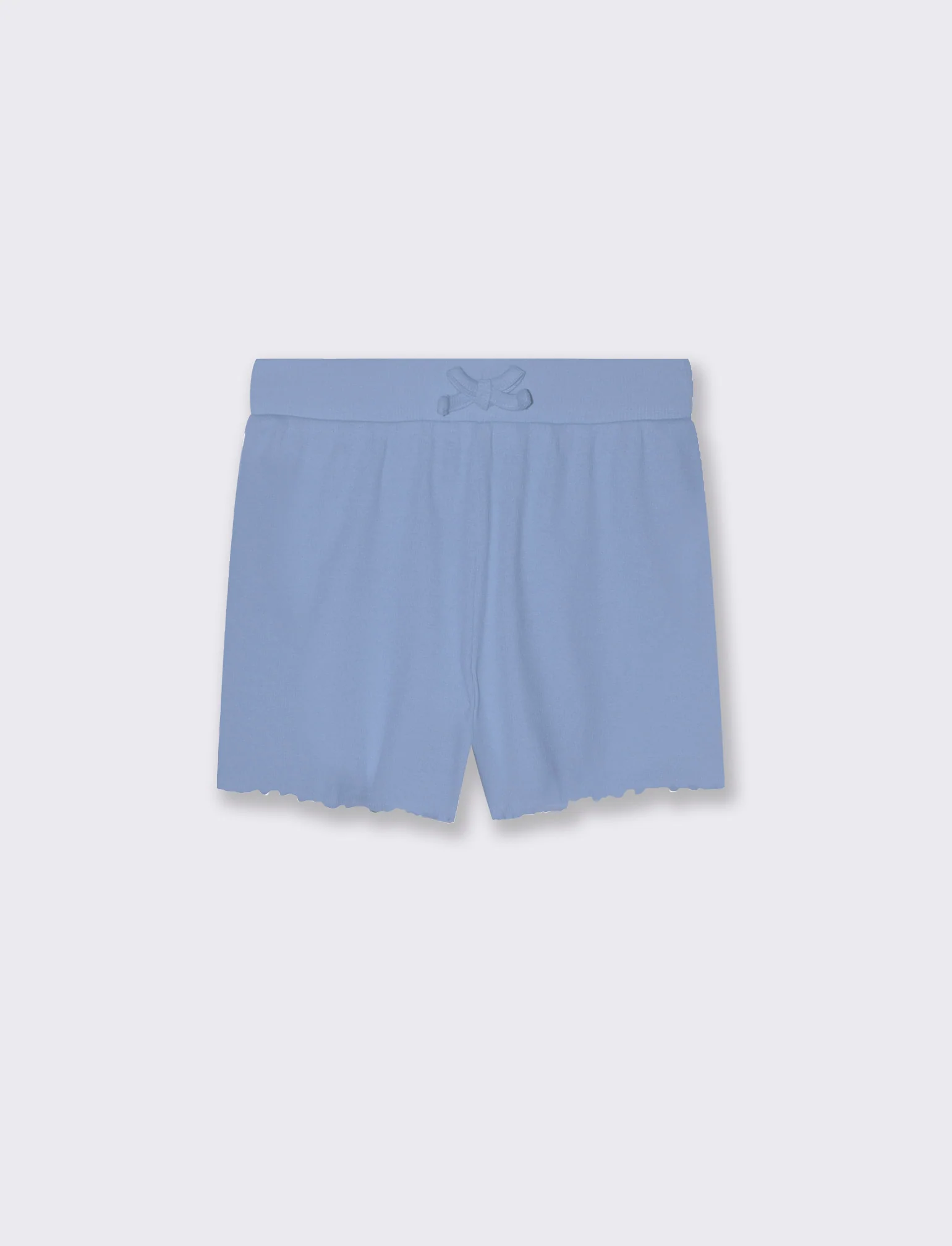 Short in rib con orlo ondulato da bambina - Azzurro - Image 2