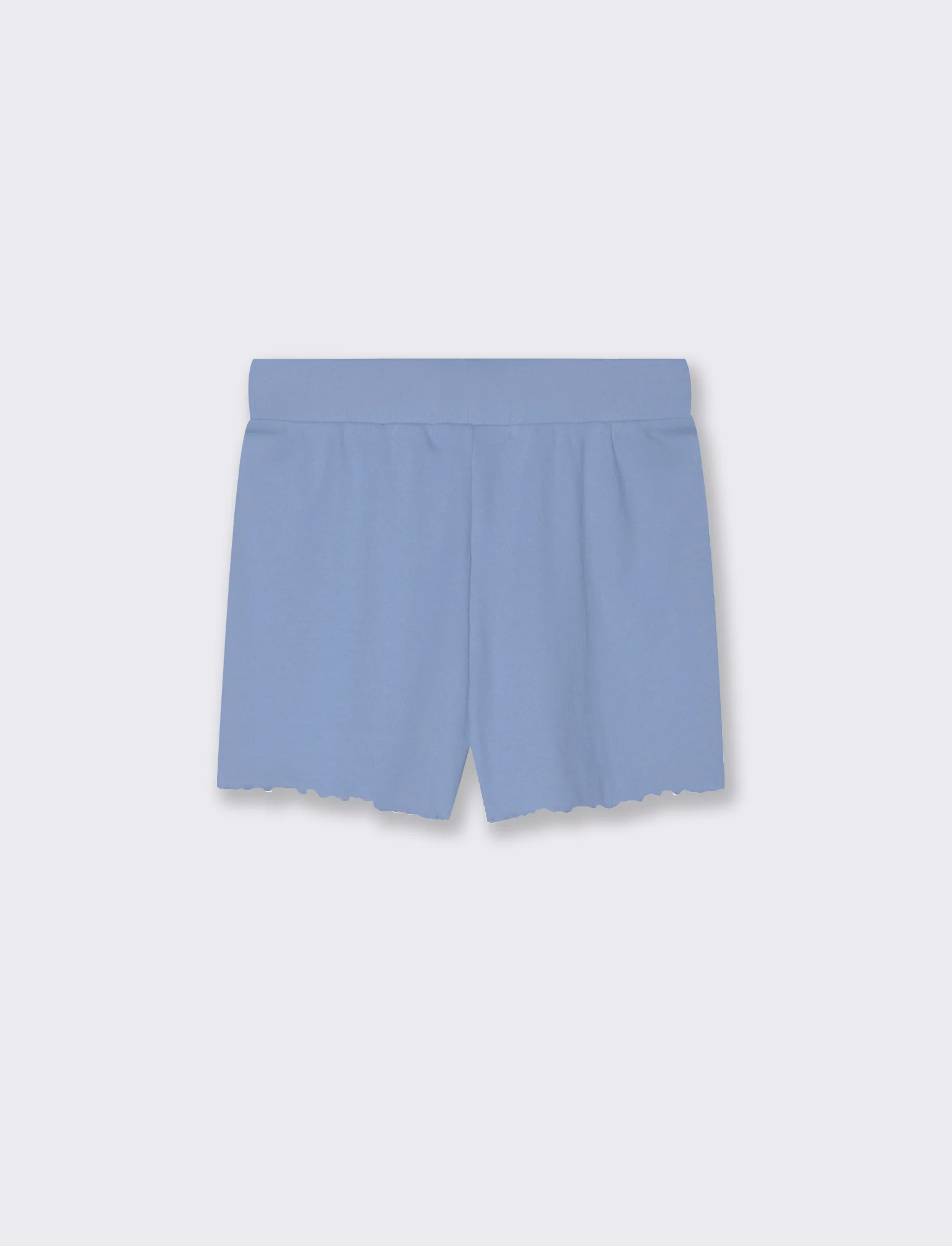 Short in rib con orlo ondulato da bambina - Azzurro - Image 4