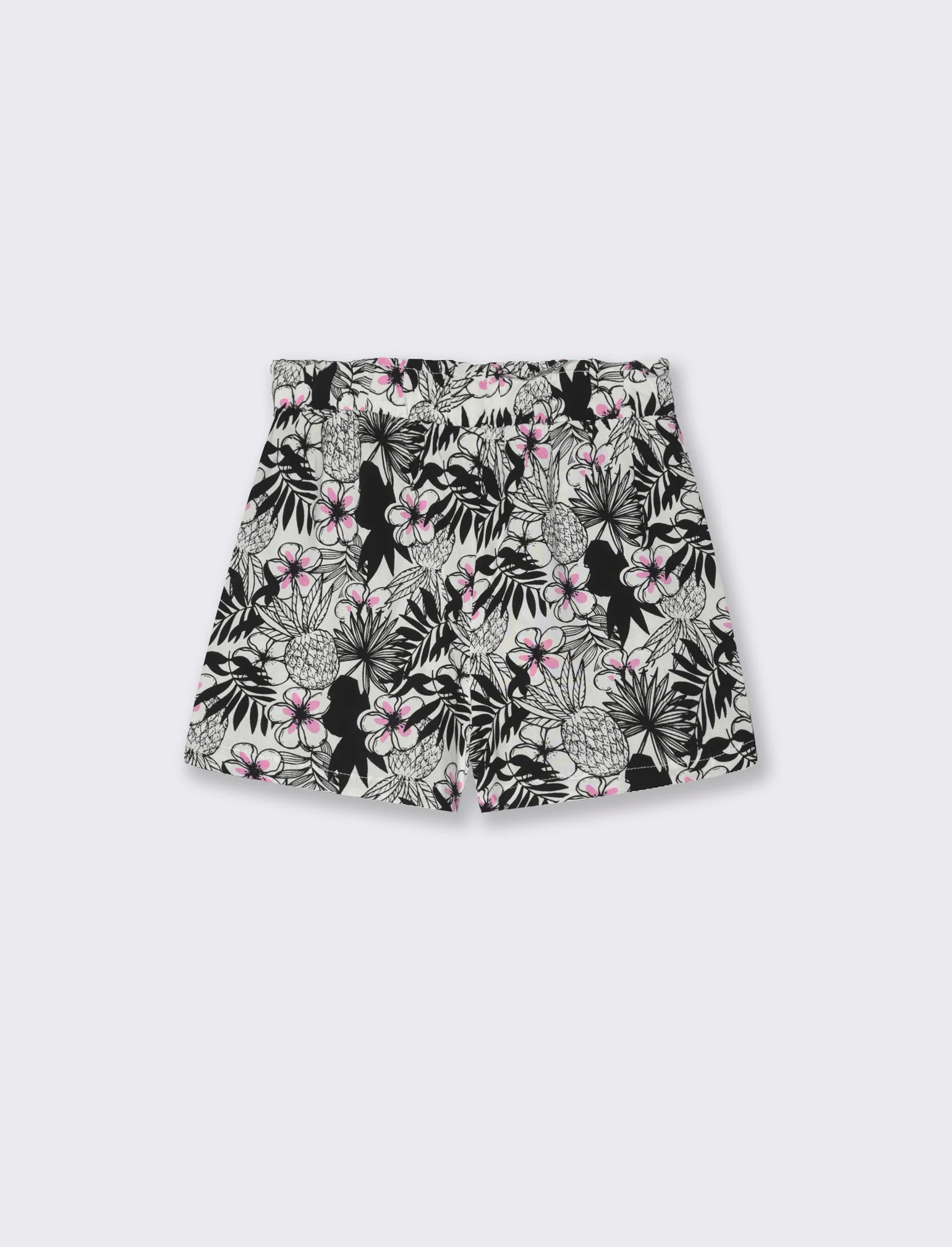 Short in viscosa stampata con fiocco da bambina - Nero - Image 2
