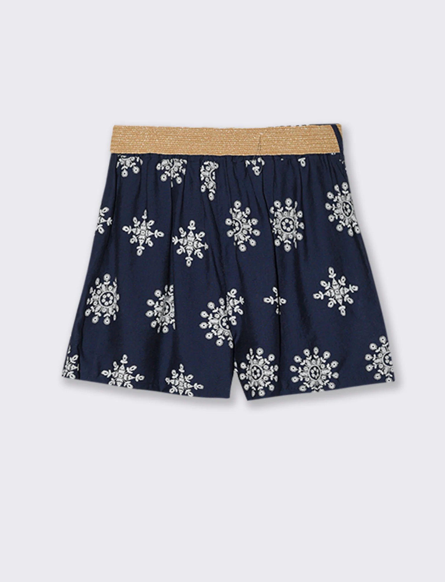 Short stampato con cintura - Blu - Image 4