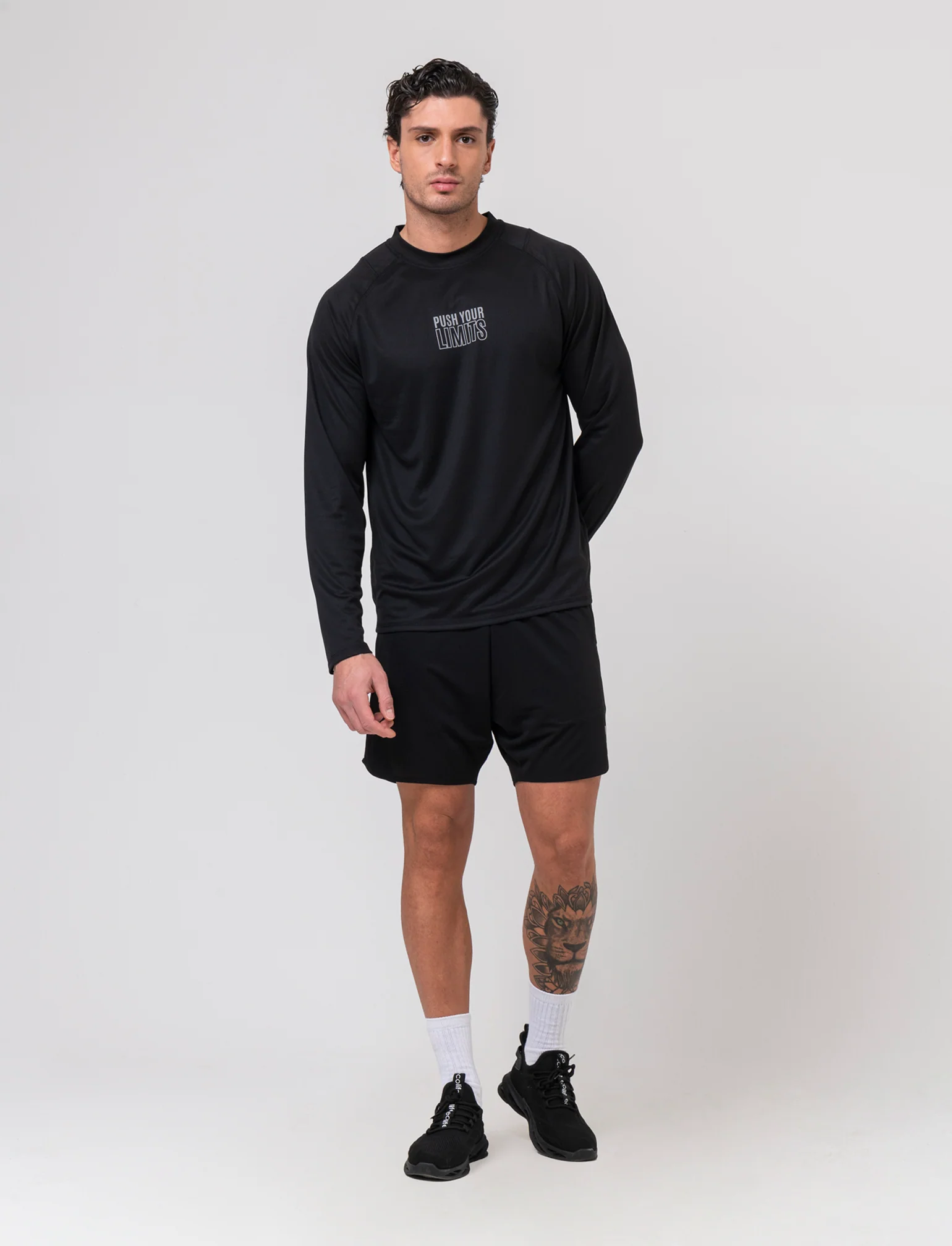 Shorts da allenamento in tessuto tecnico waffle da uomo - Nero - Image 3