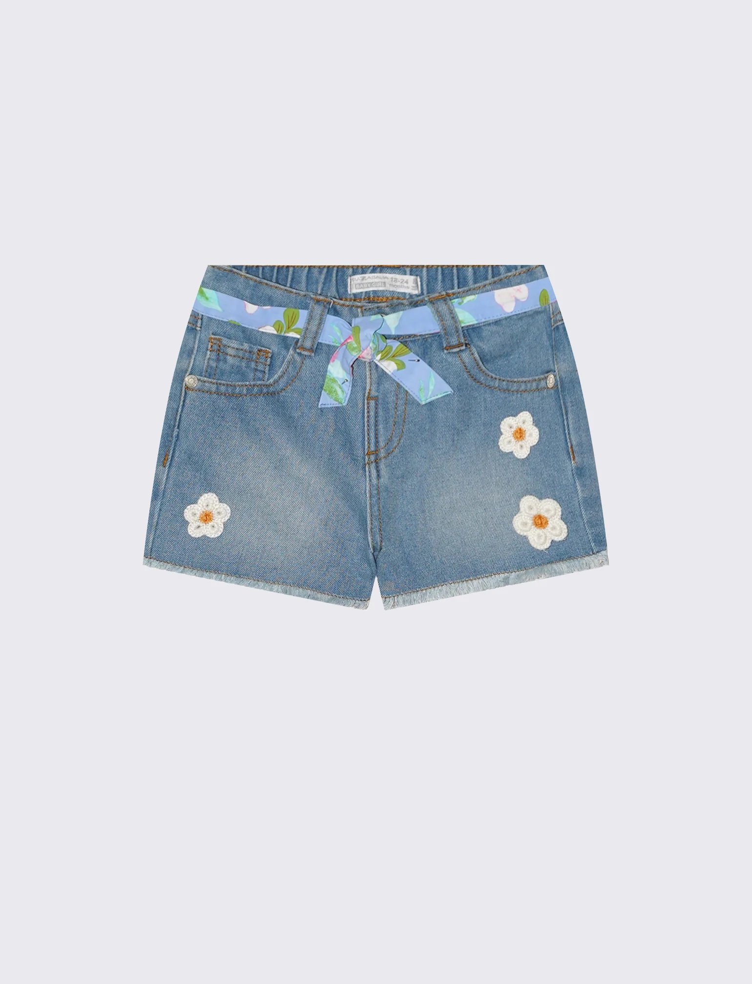 Shorts di jeans con applicazioni e cintura - Denim - Image 2