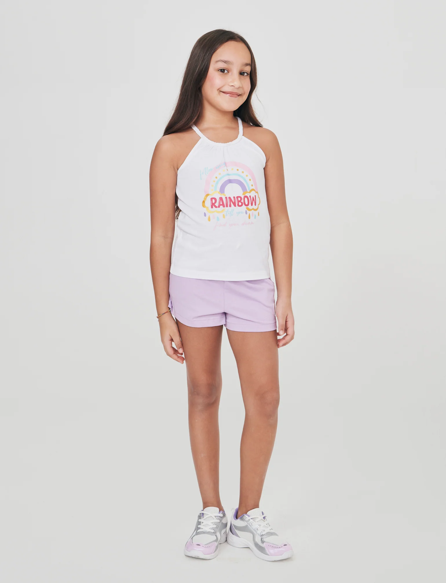 Shorts in cotone con elastico in vita - Lilla