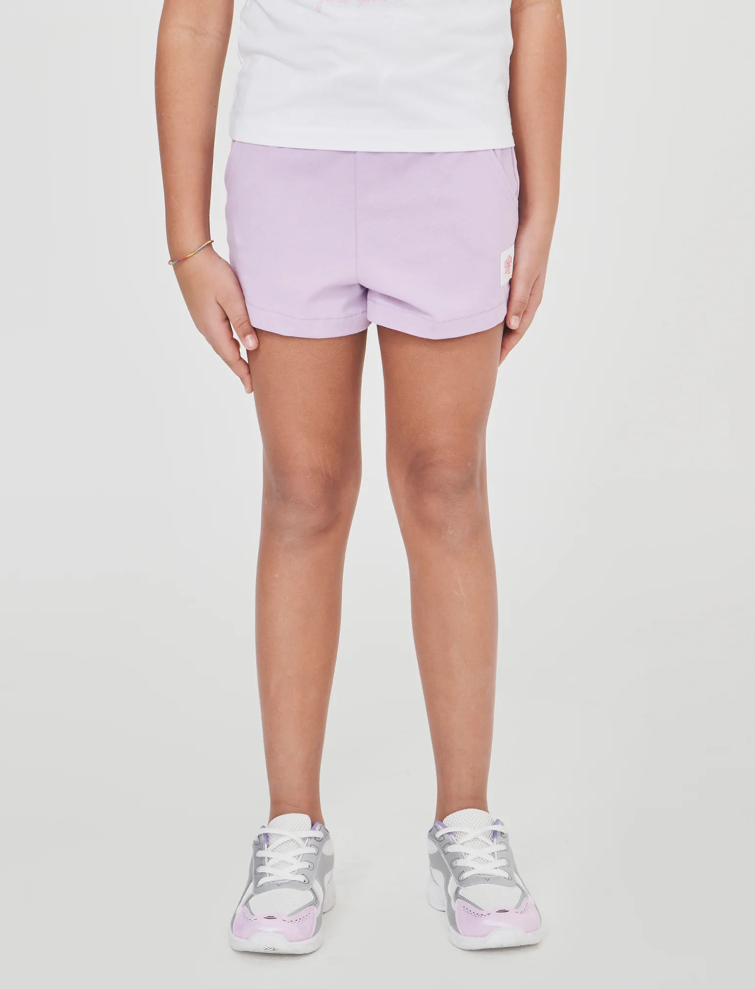 Shorts in cotone con elastico in vita - Lilla - Image 2