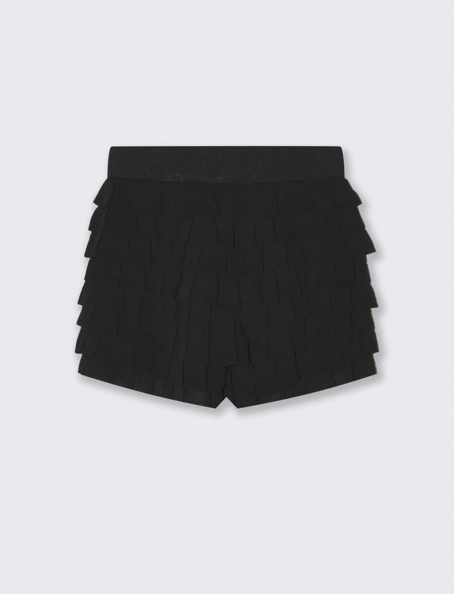 Shorts in georgette con balze da bambina - Nero - Image 3