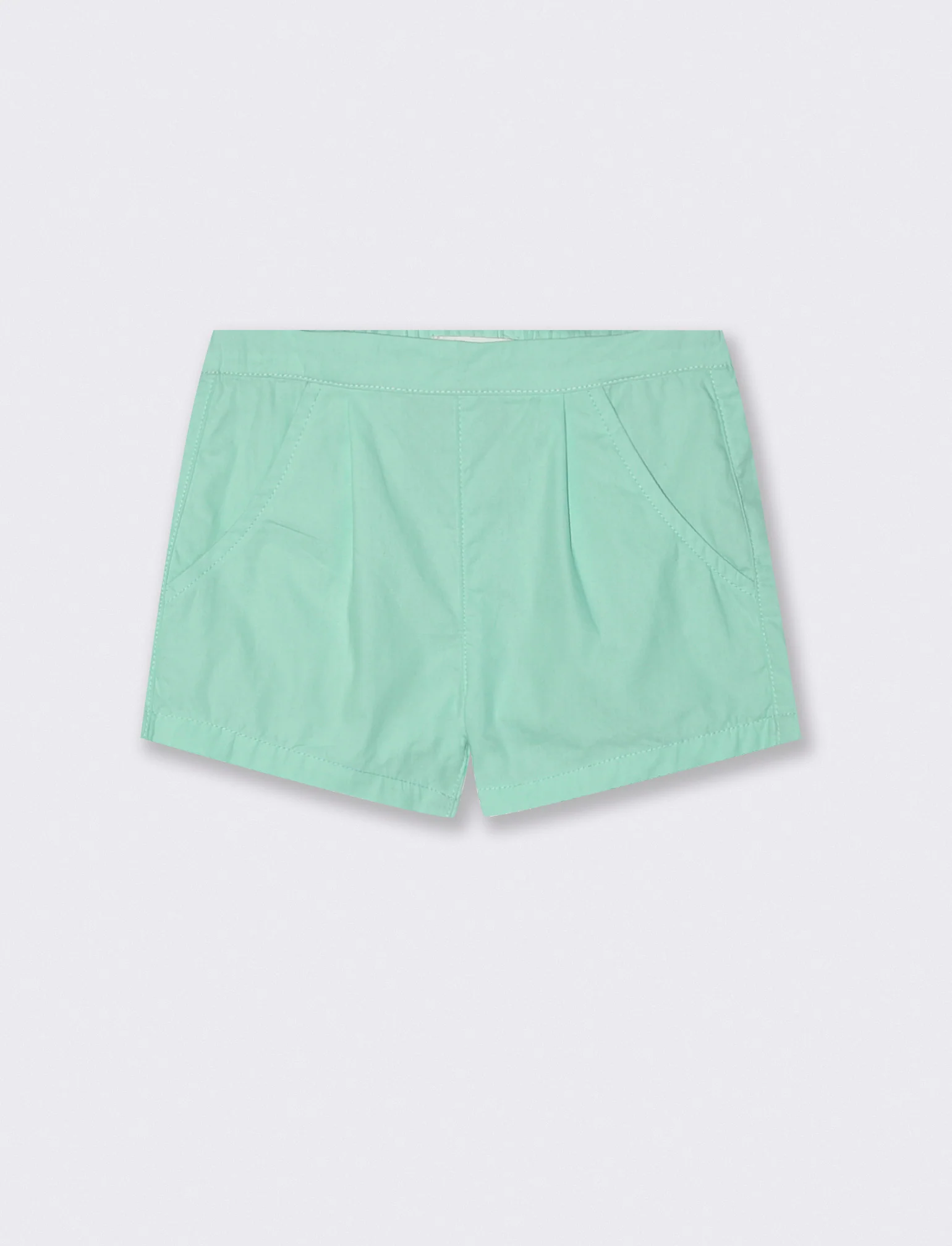 Shorts in popeline modello basico con tasche - Verde acqua