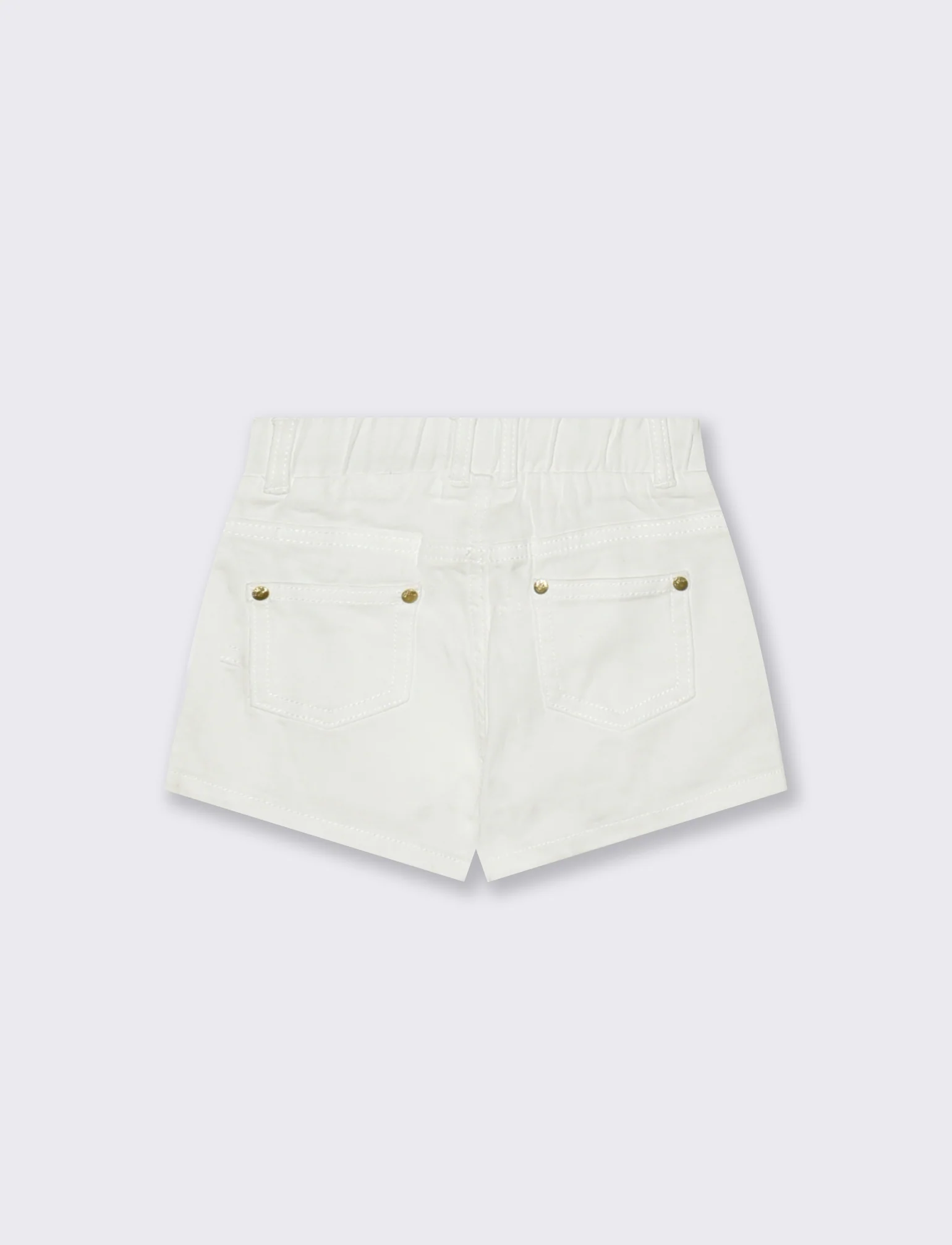 Shorts in twill con tasche e vita regolabile - Bianco - Image 2