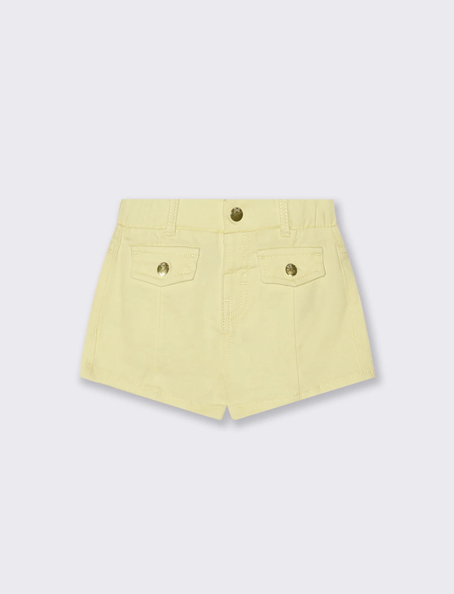 Shorts in twill con tasche e vita regolabile - Giallo