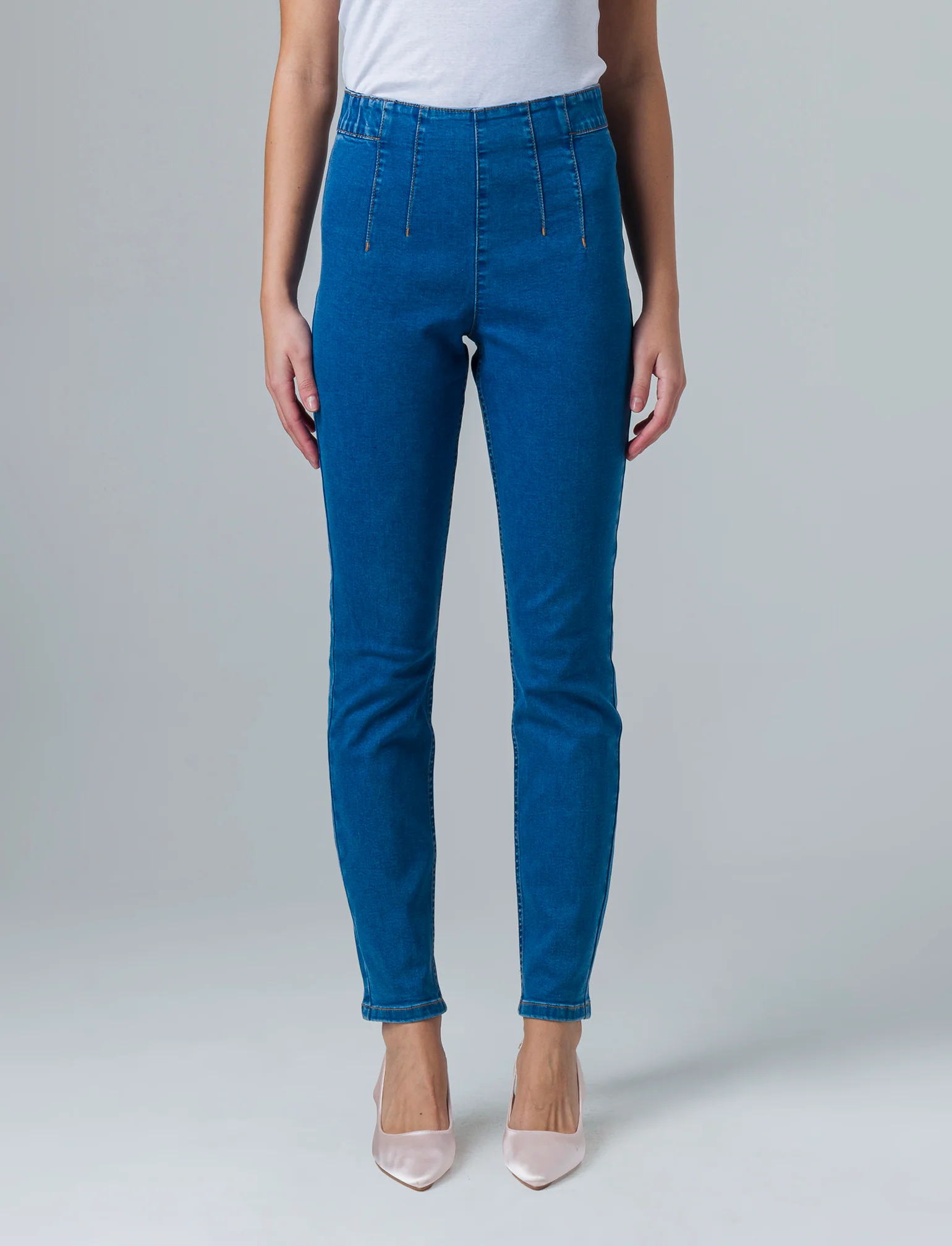 Skinny jeans con elastico in vita da donna - Denim - Image 3