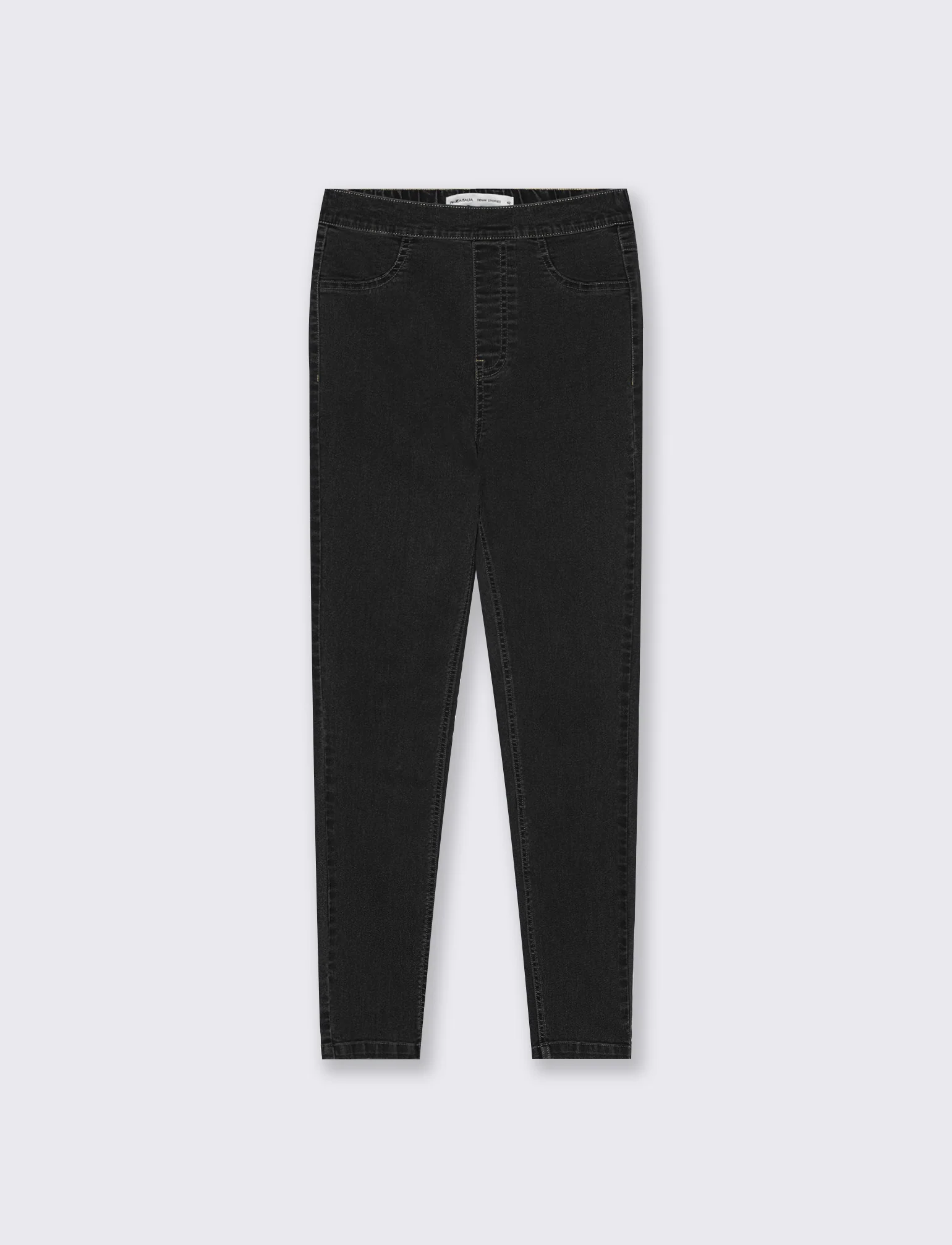 Skinny Jeans Vita Alta con Elastico - Nero