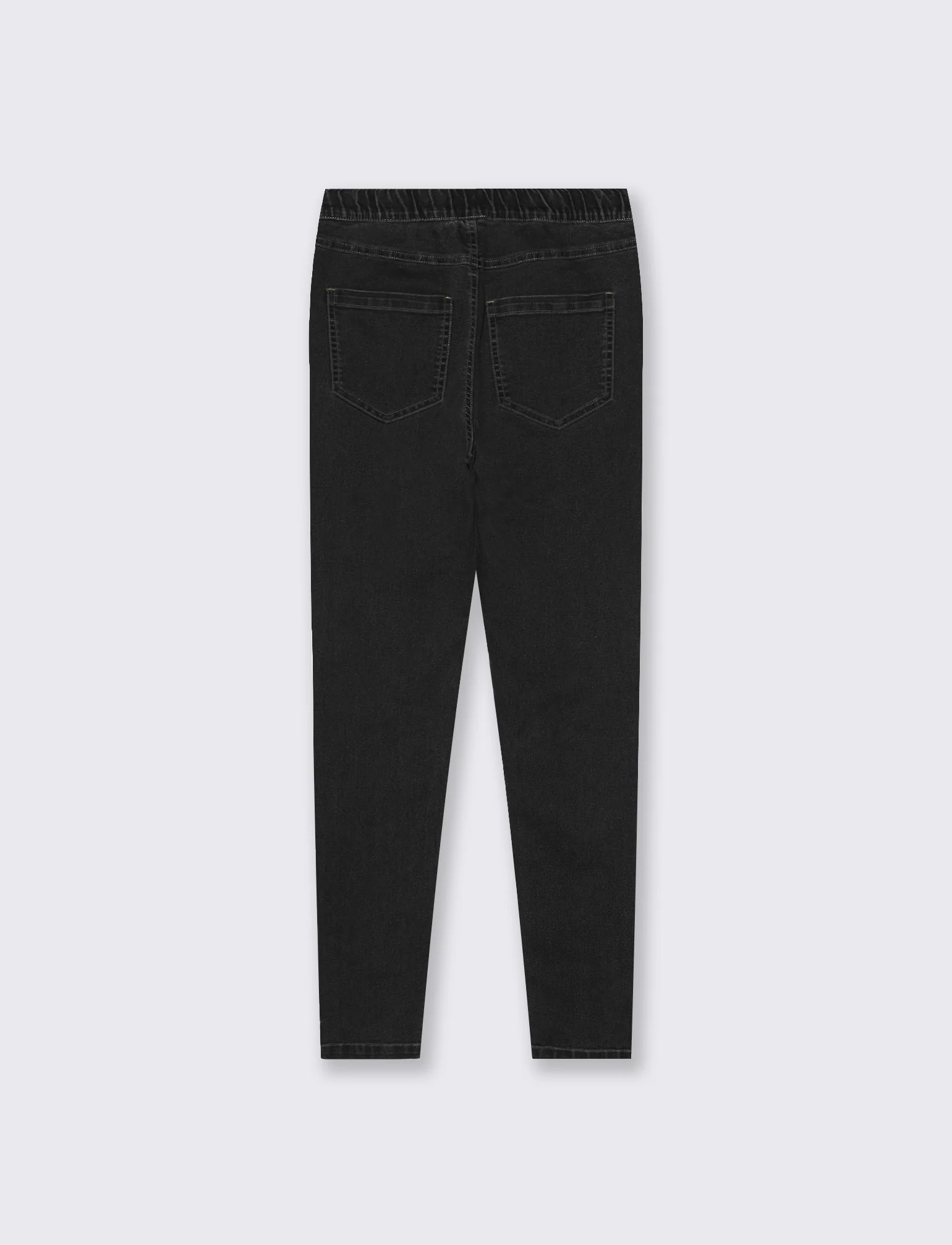 Skinny Jeans Vita Alta con Elastico - Nero - Image 2