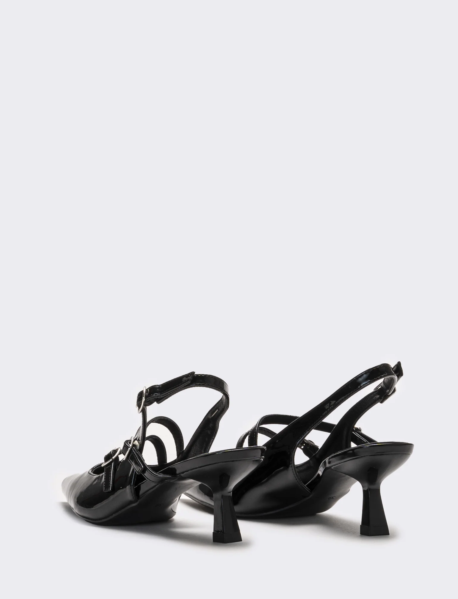 Slingback con fibbie sul davanti - Nero - Image 3