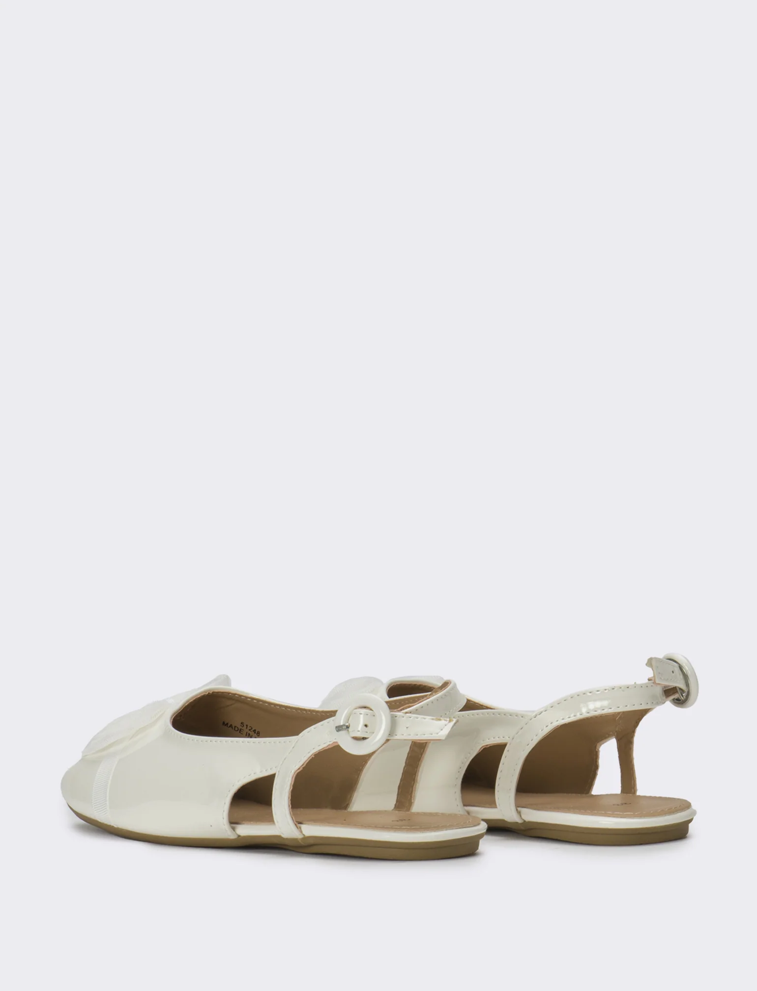 Slingback con fiocco in tulle da bambina - Bianco panna - Image 3