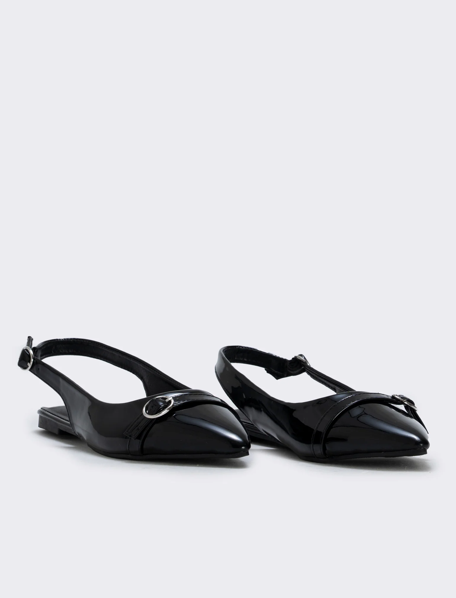 Slingback in vernice nera con cinturino - Nero - Image 3